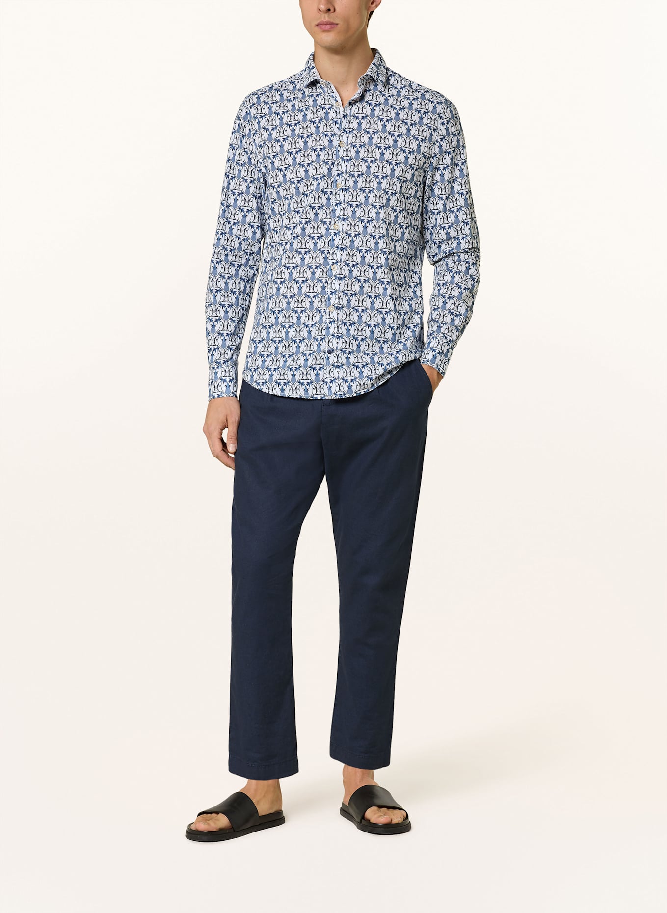 COLOURS & SONS Hemd Regular Fit: WEISS / DUNKELBLAU / BLAUGRAU