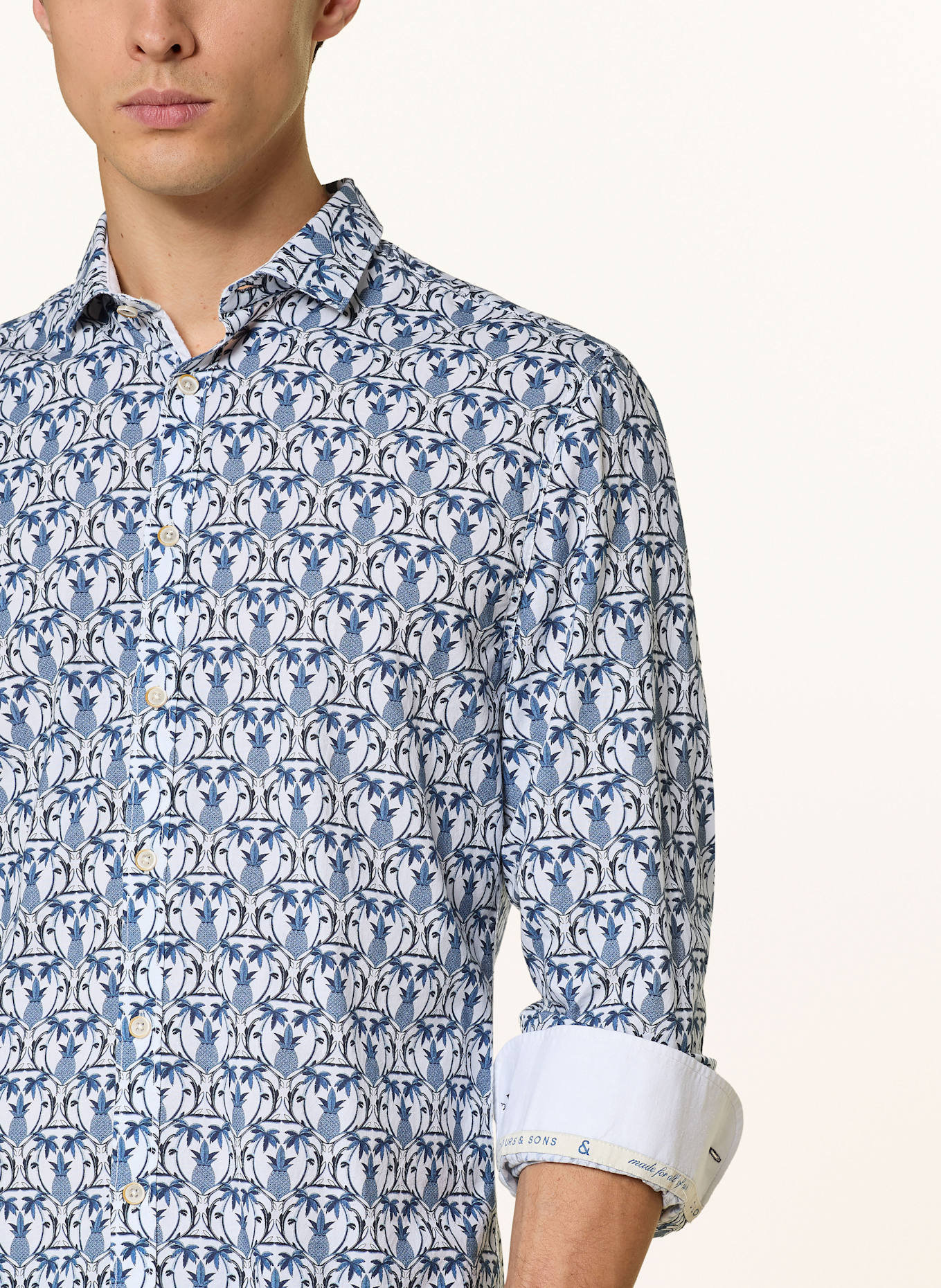 COLOURS & SONS Hemd Regular Fit: WEISS / DUNKELBLAU / BLAUGRAU