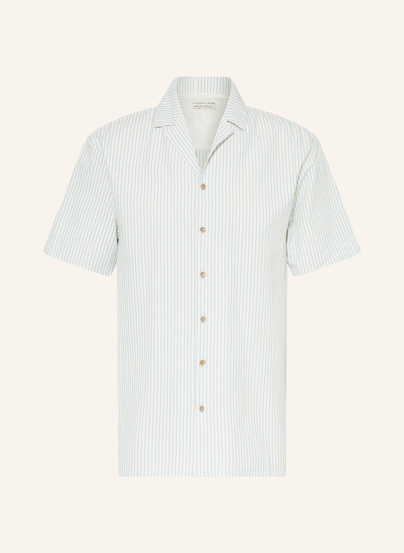 COLOURS & SONS Hemd Regular Fit: ECRU / BLAU