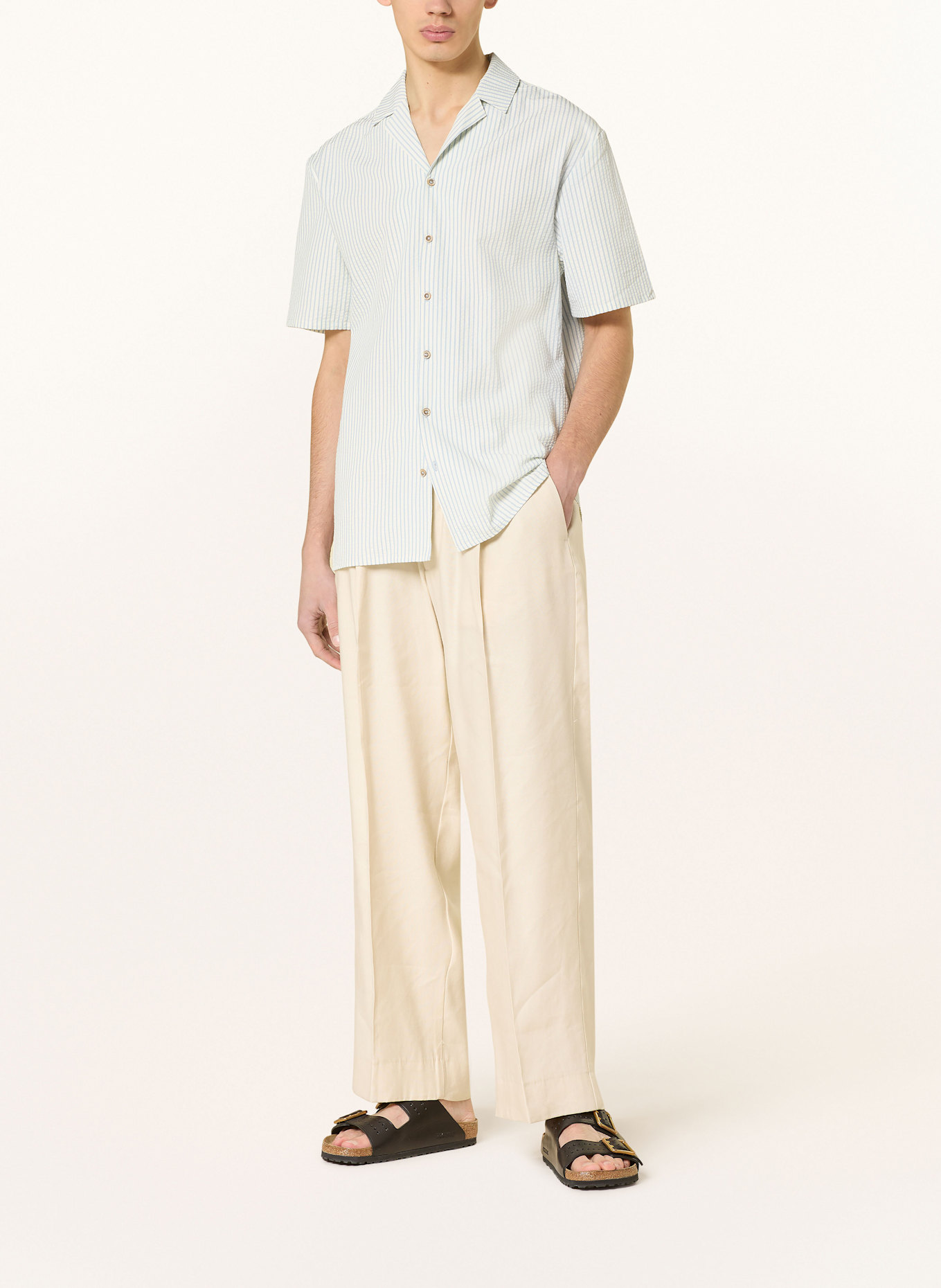 COLOURS & SONS Hemd Regular Fit: ECRU / BLAU