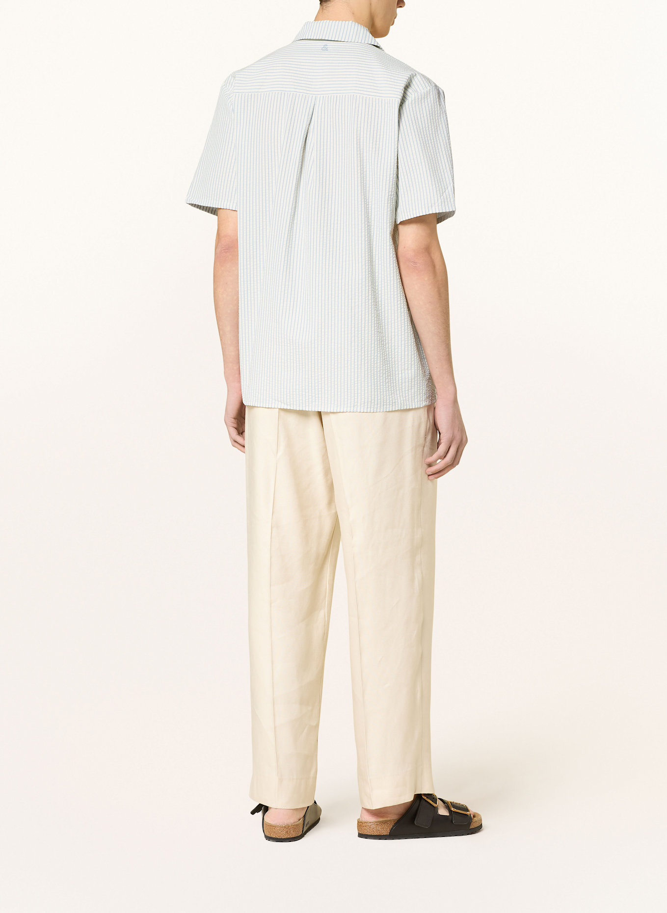 COLOURS & SONS Hemd Regular Fit: ECRU / BLAU