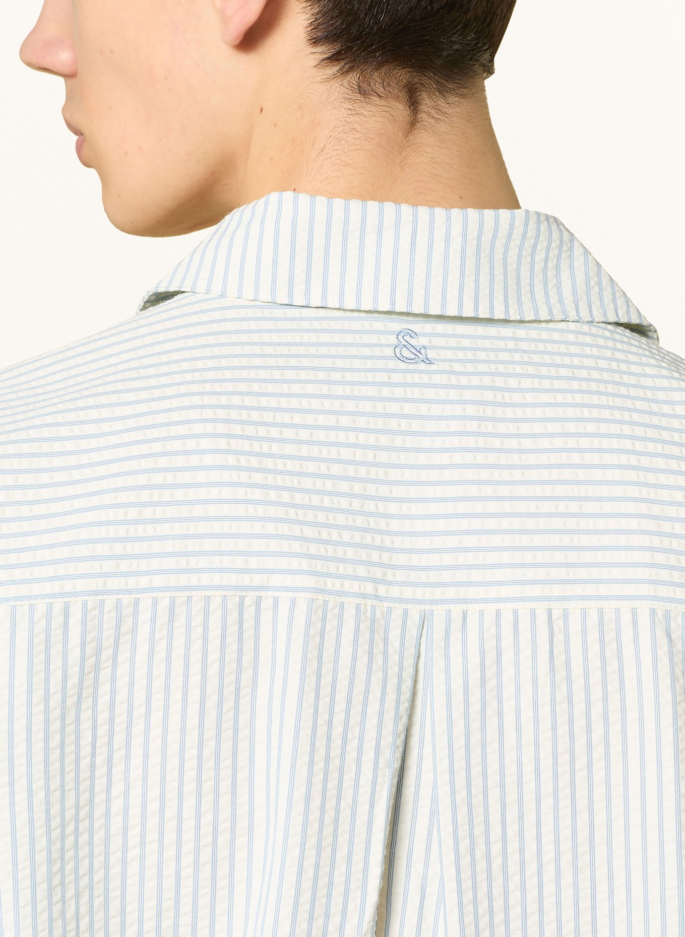 COLOURS & SONS Hemd Regular Fit: ECRU / BLAU