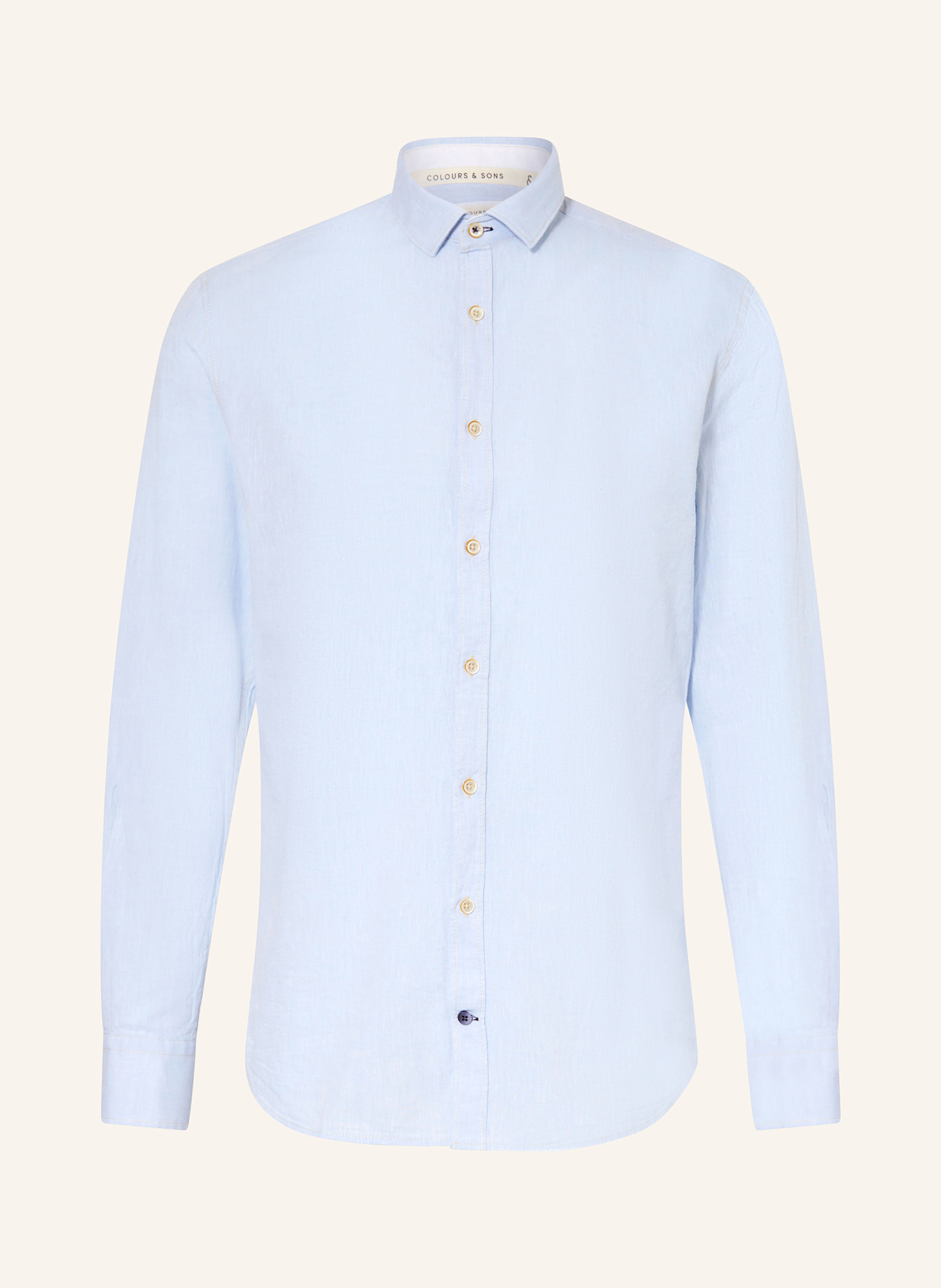 COLOURS & SONS Koszula slim fit z dodatkiem lnu: JASNONIEBIESKI