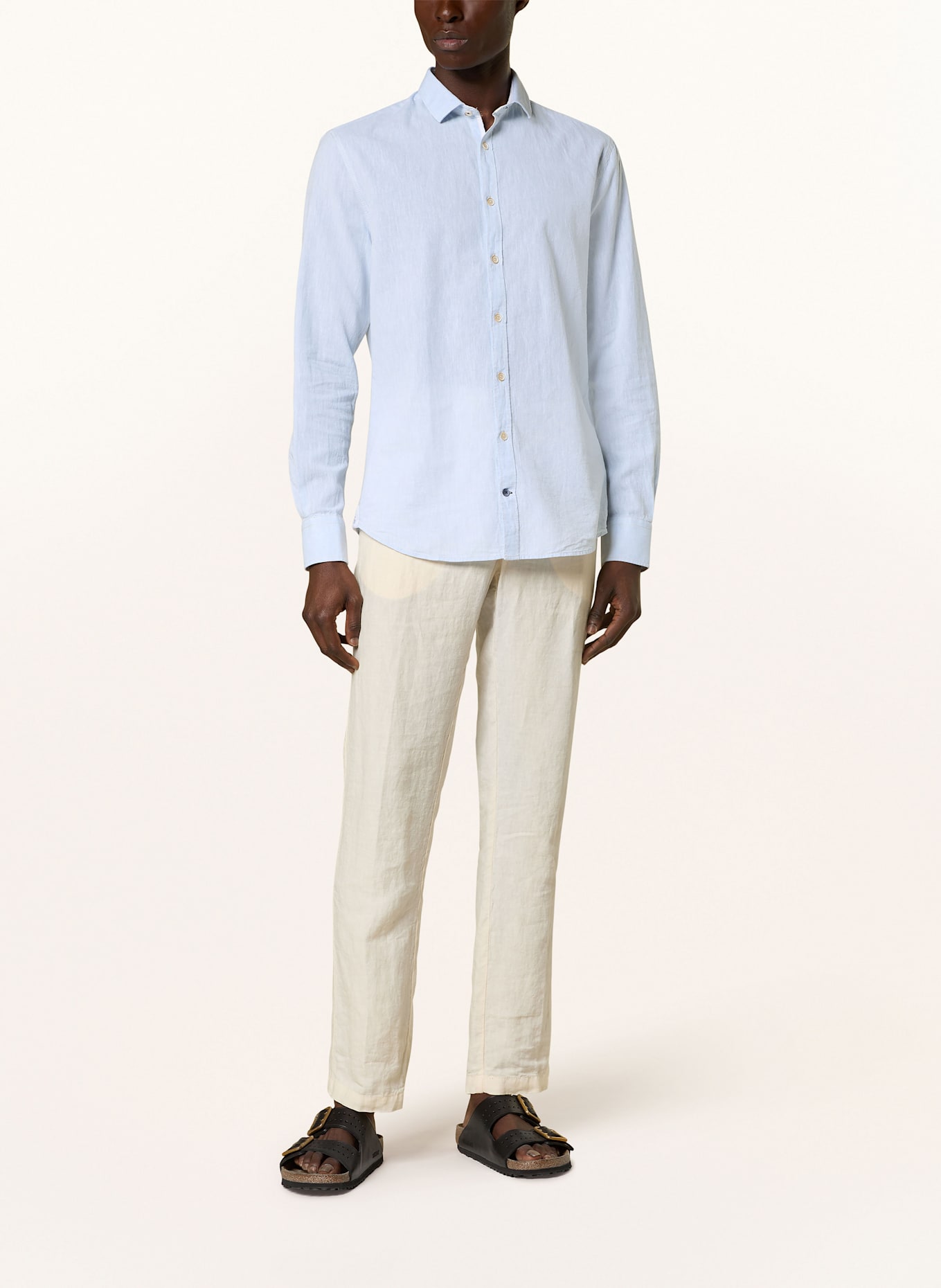 COLOURS & SONS Koszula slim fit z dodatkiem lnu: JASNONIEBIESKI