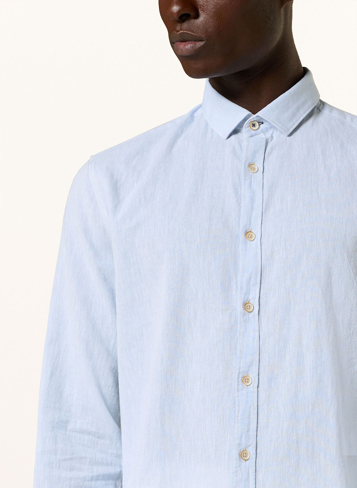 COLOURS & SONS Koszula slim fit z dodatkiem lnu: JASNONIEBIESKI