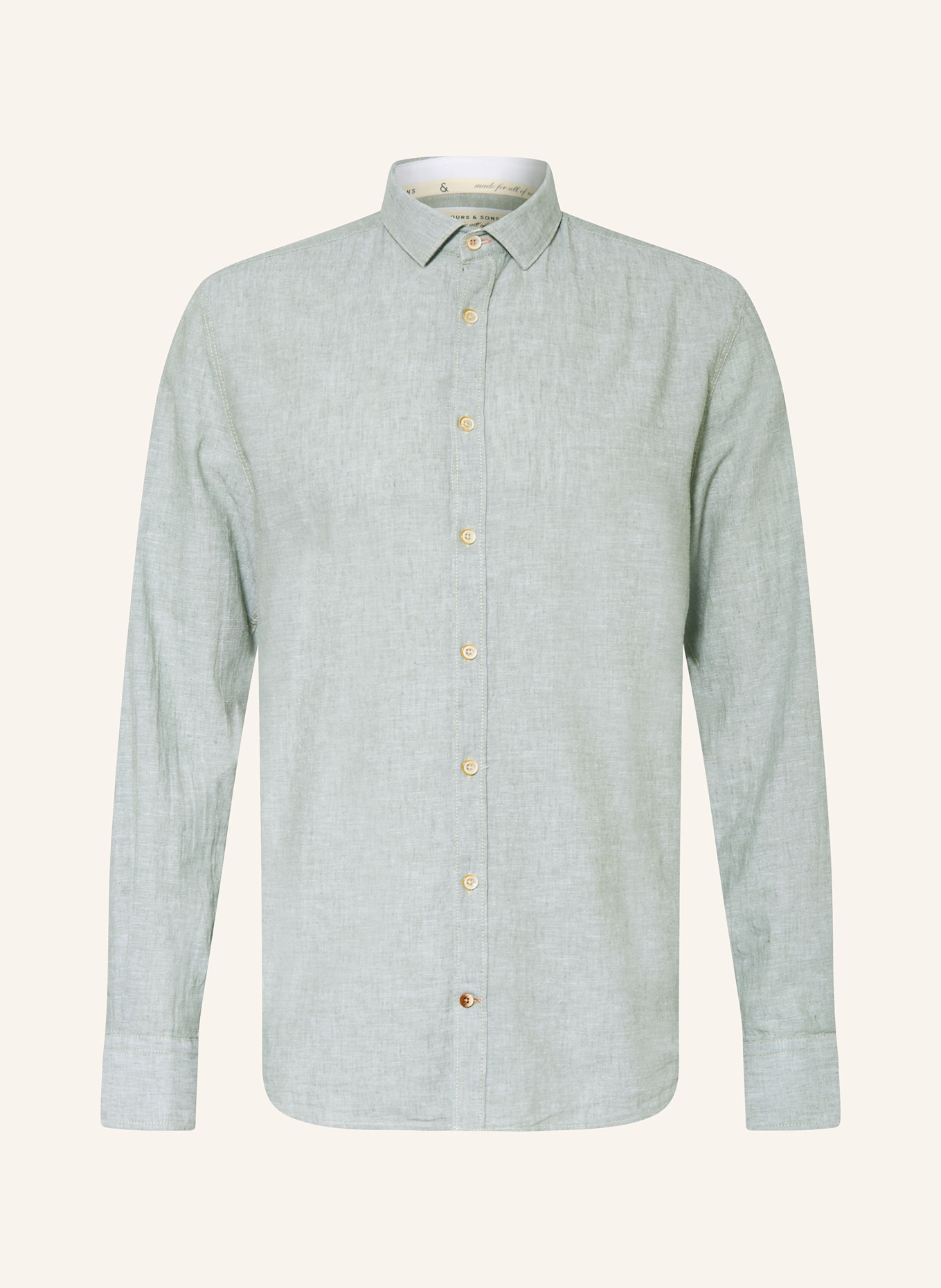 COLOURS & SONS Hemd Slim Fit mit Leinen: HELLGRÜN