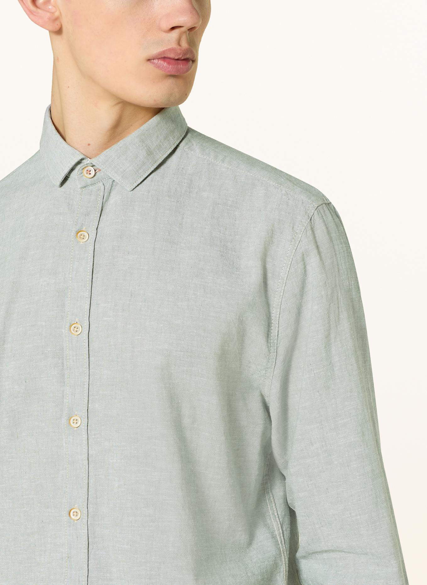 COLOURS & SONS Hemd Slim Fit mit Leinen: HELLGRÜN