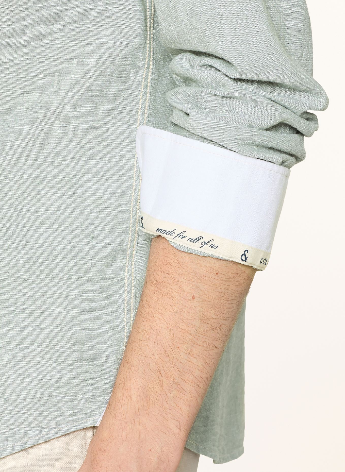 COLOURS & SONS Hemd Slim Fit mit Leinen: HELLGRÜN