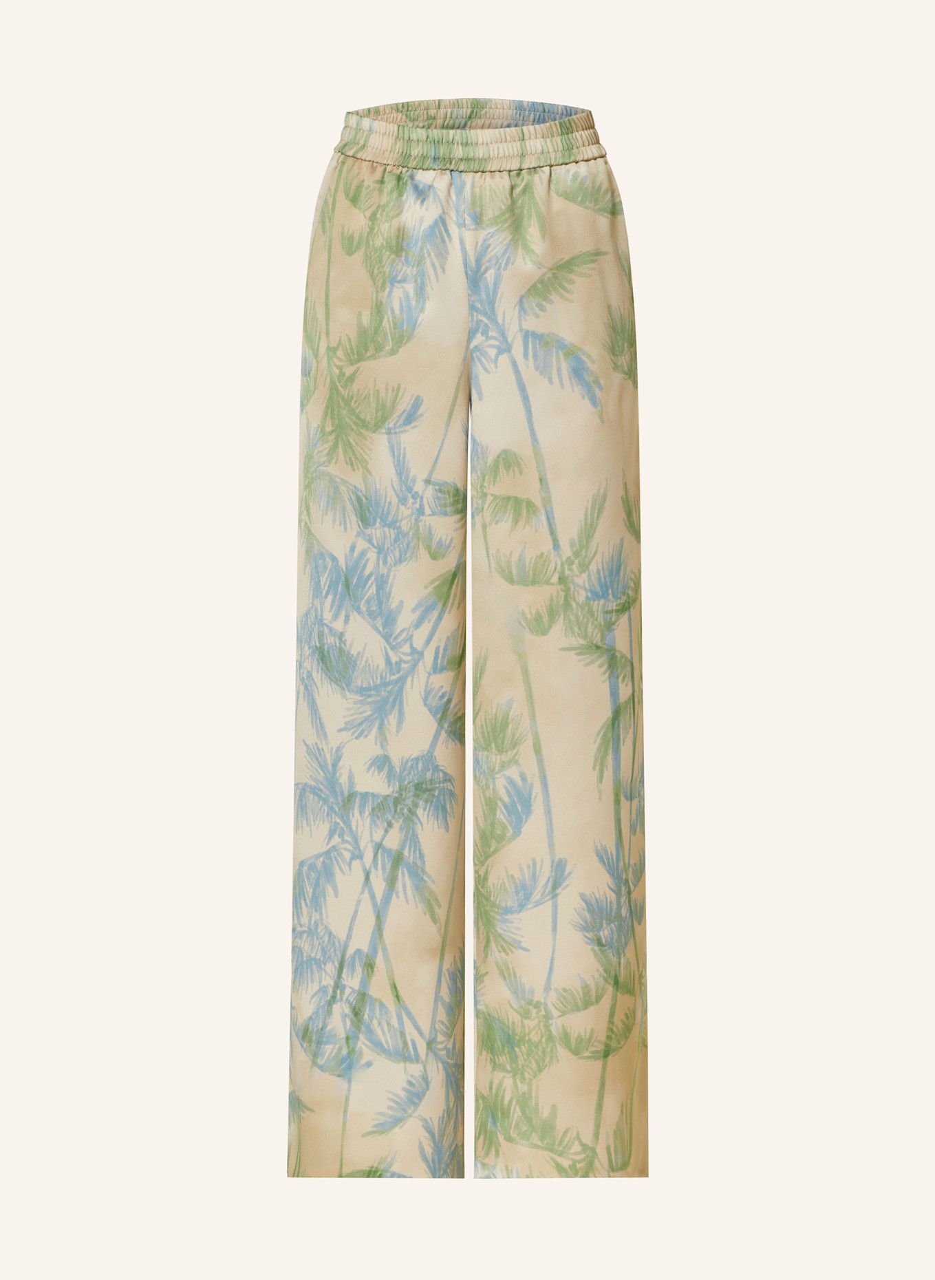 MAX & Co. Marlenehose aus Satin: CREME / HELLGRÜN / HELLBLAU