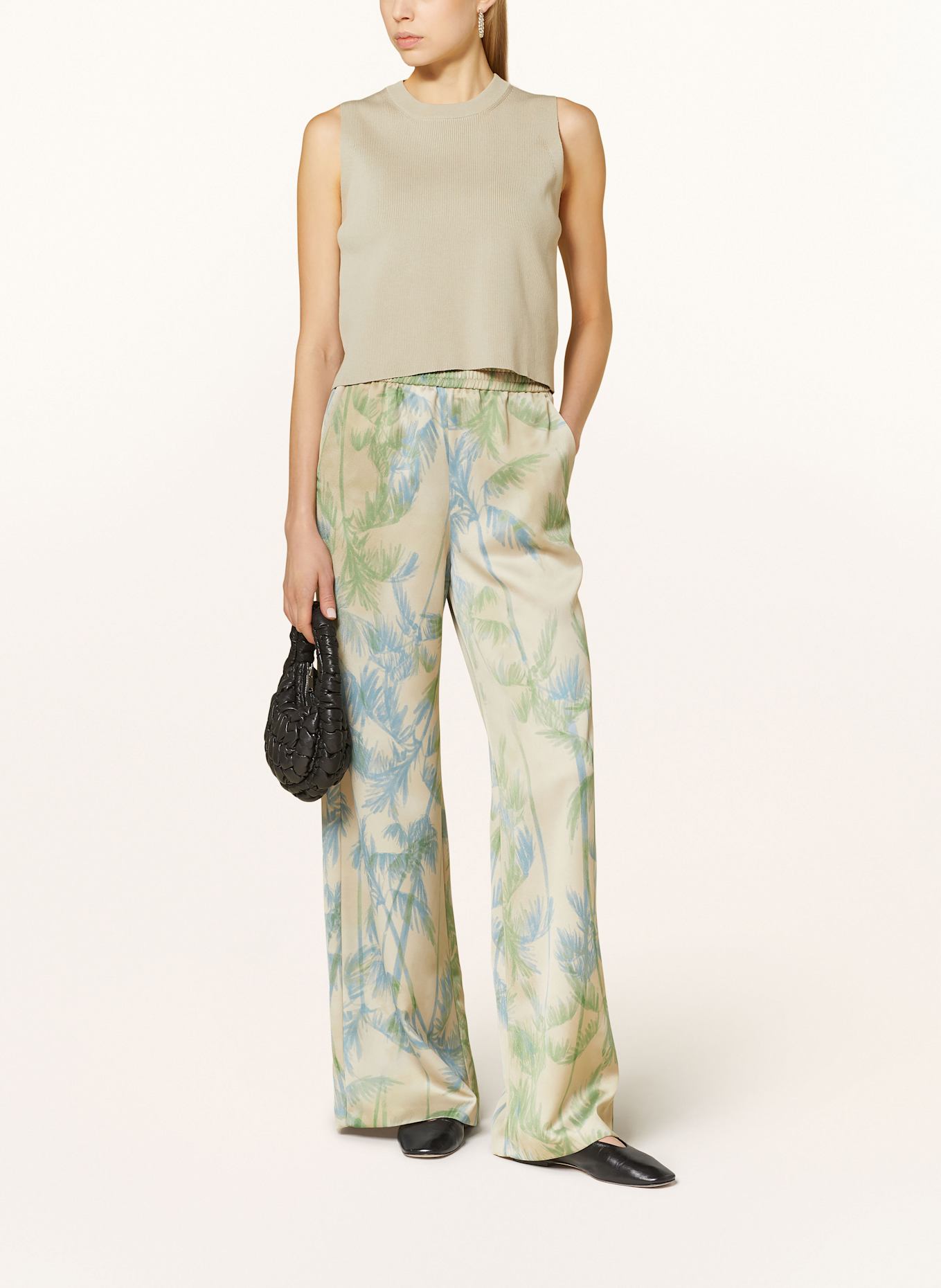 MAX & Co. Marlenehose aus Satin: CREME / HELLGRÜN / HELLBLAU