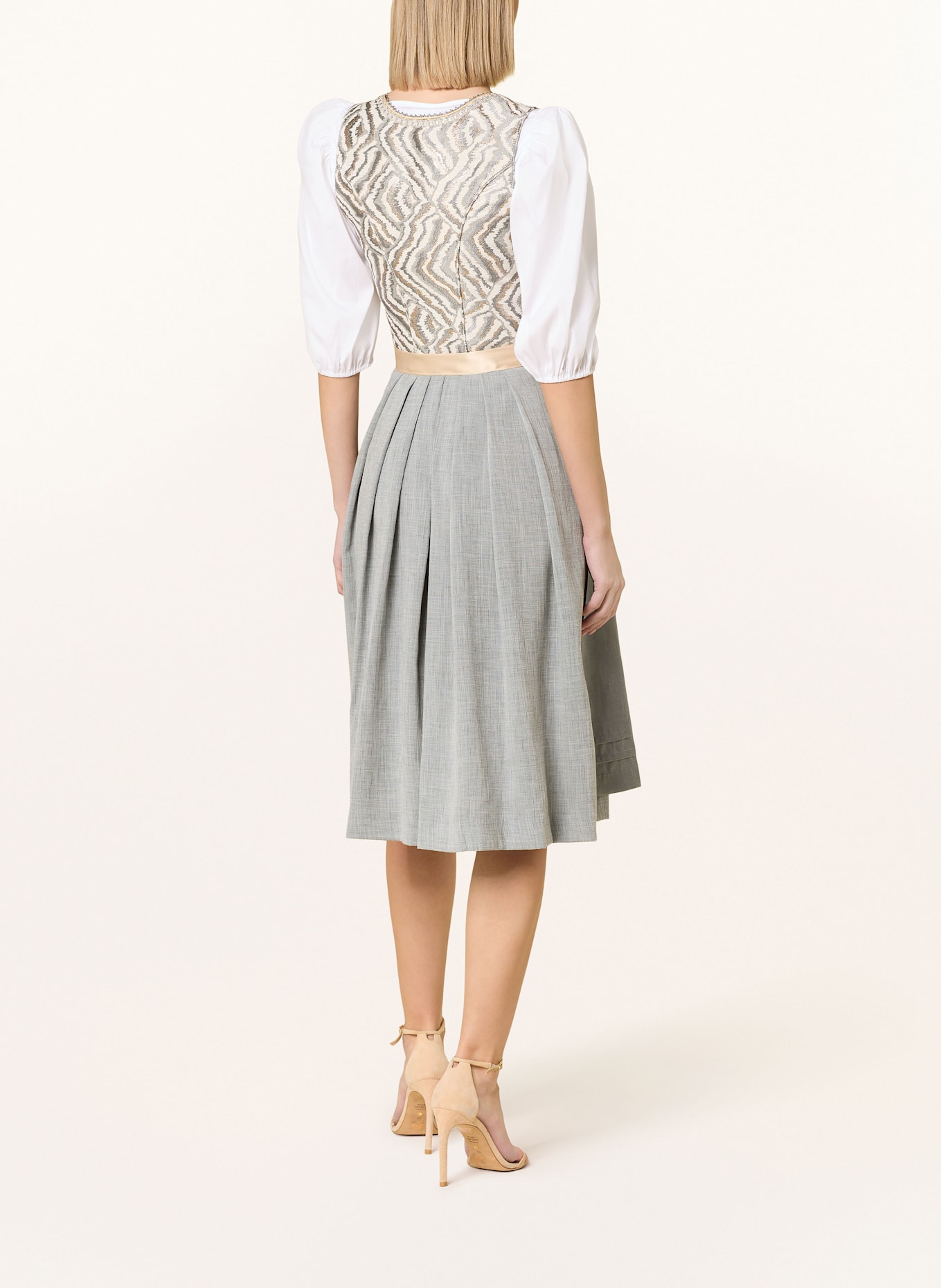 KRÜGER Brokat-Dirndl CIA: HELLGRAU / CREME / BLAUGRAU