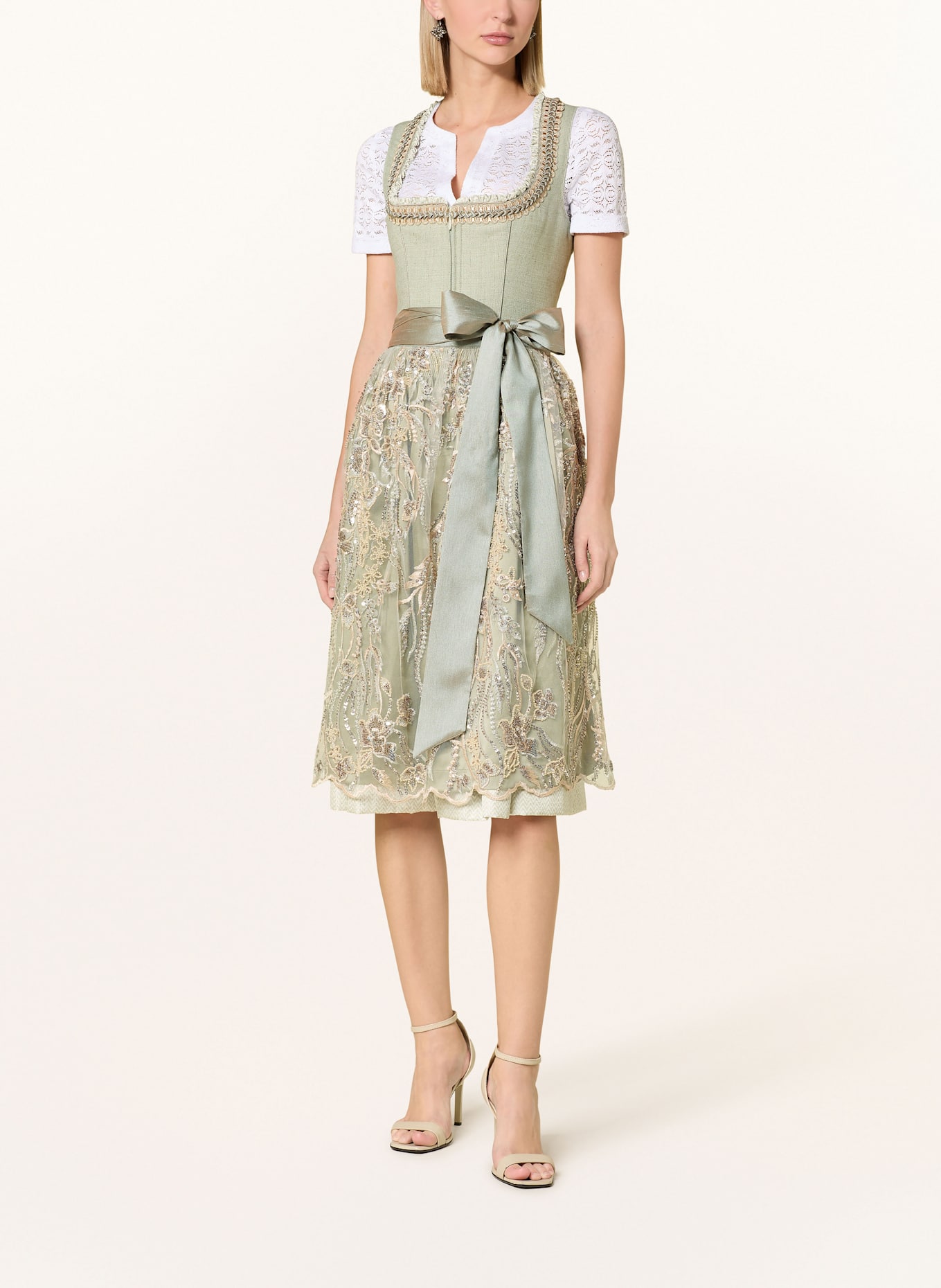 KRÜGER Jacquard-Dirndl FANELLA mit Pailletten: HELLGRÜN