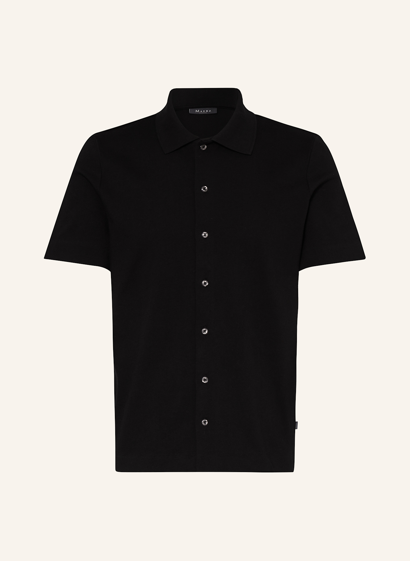 MAERZ MUENCHEN Kurzarm-Hemd Regular Fit aus Jersey: SCHWARZ