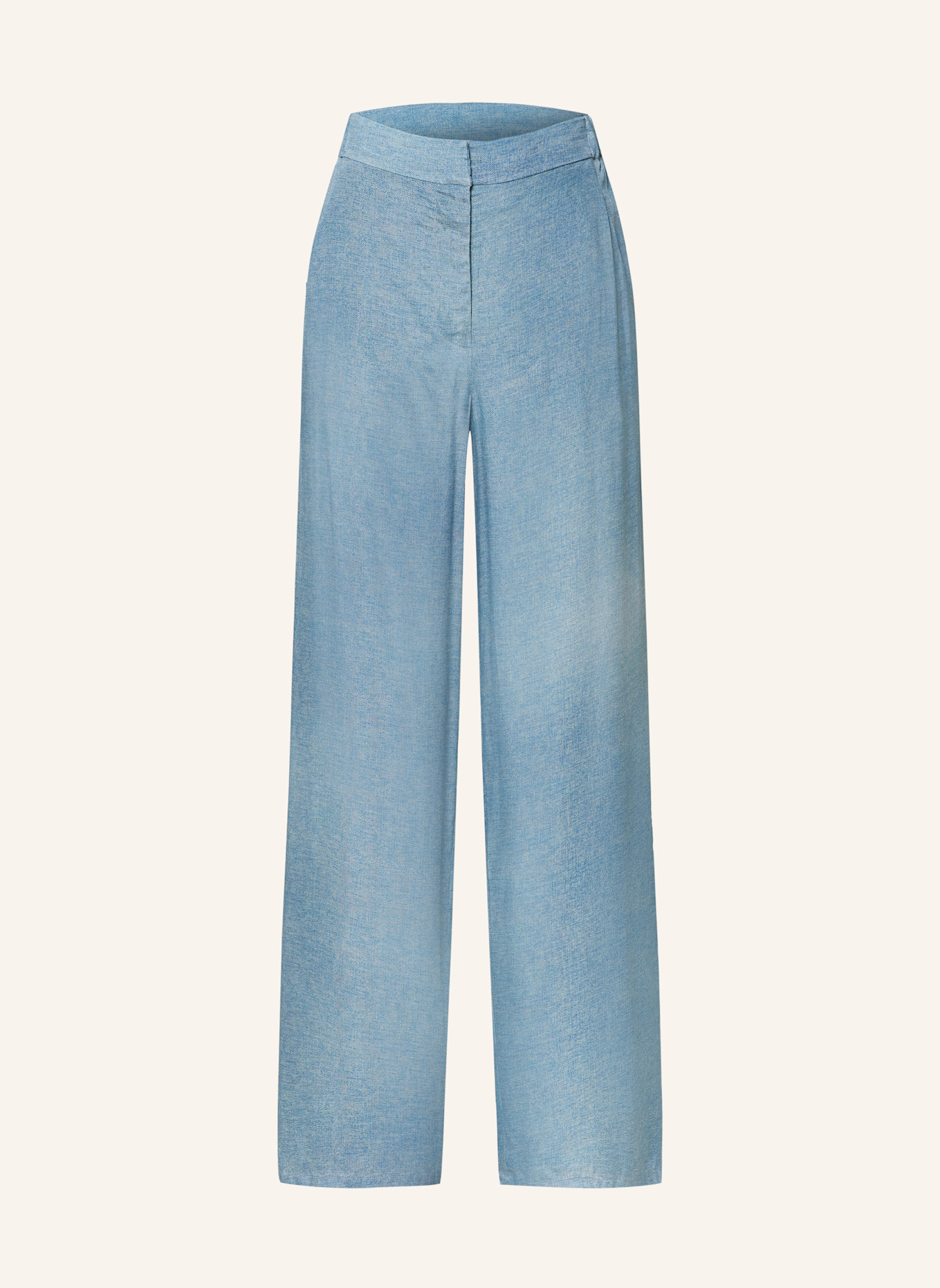 SLY 010 "Wide leg trousers" in denim look with silk: LIGHT BLUE