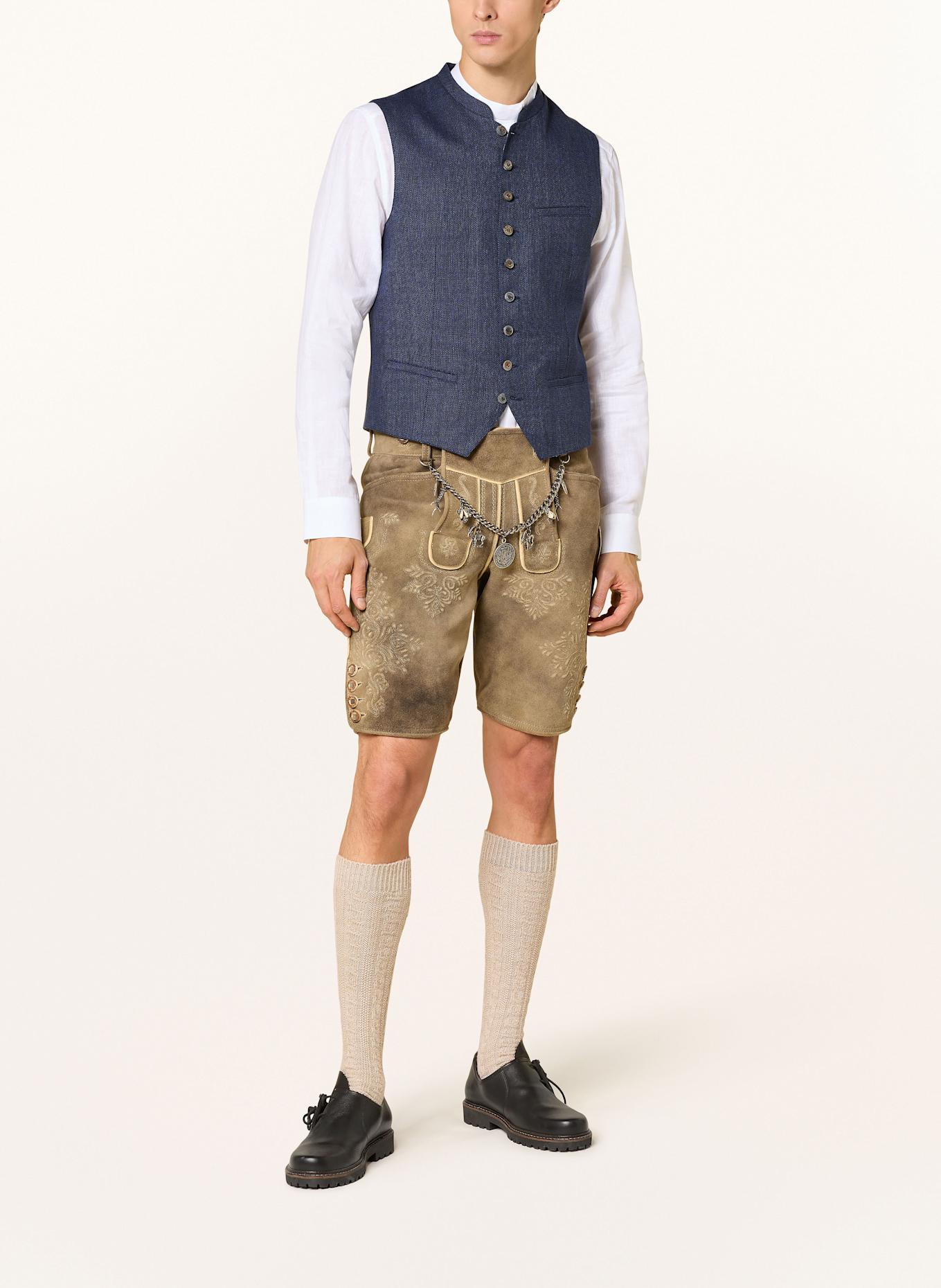 Hammerschmid Trachten vest ADAM with linen: DARK BLUE