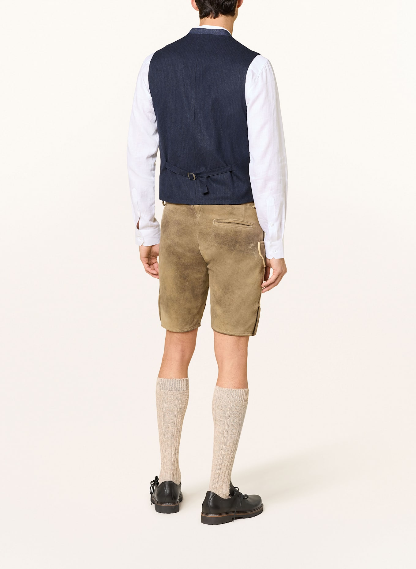 Hammerschmid Trachten vest ADAM with linen: DARK BLUE