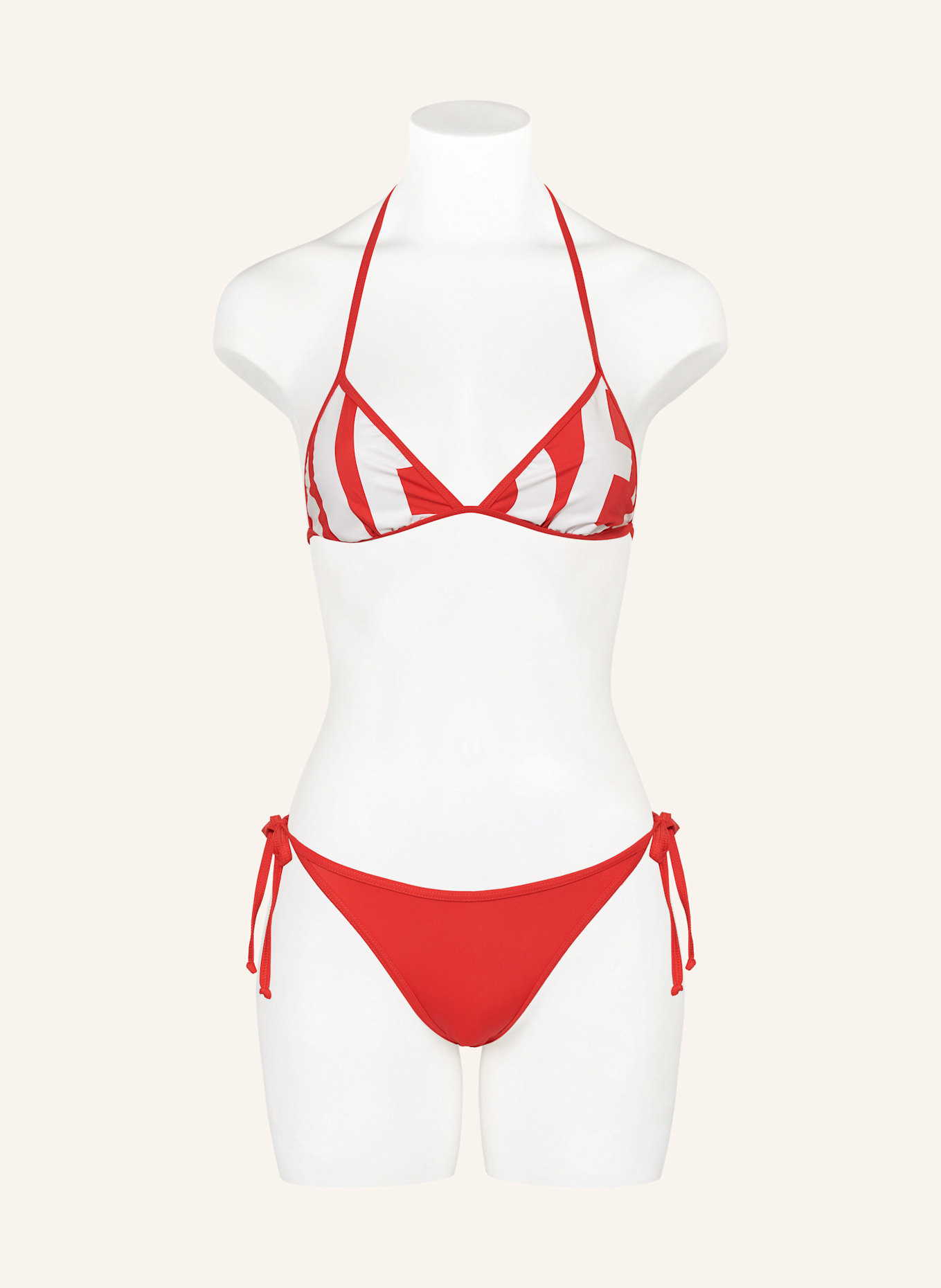 DIESEL Triangel-Bikini-Hose BRAZILIAN-D-CORE: ROT / WEISS
