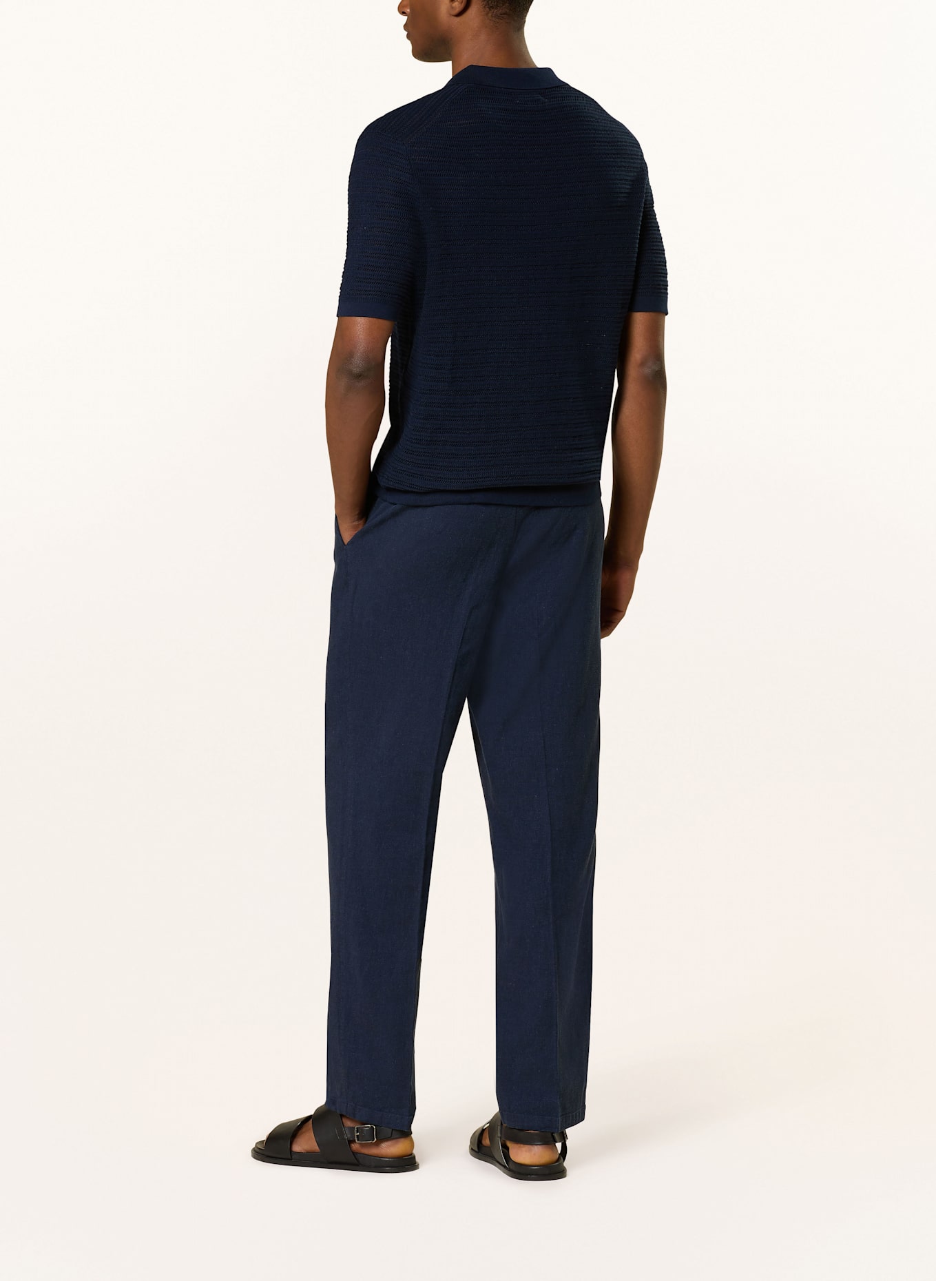 PROFUOMO Trousers in jogger style loose fit with linen, Color: DARK BLUE (Image 3)