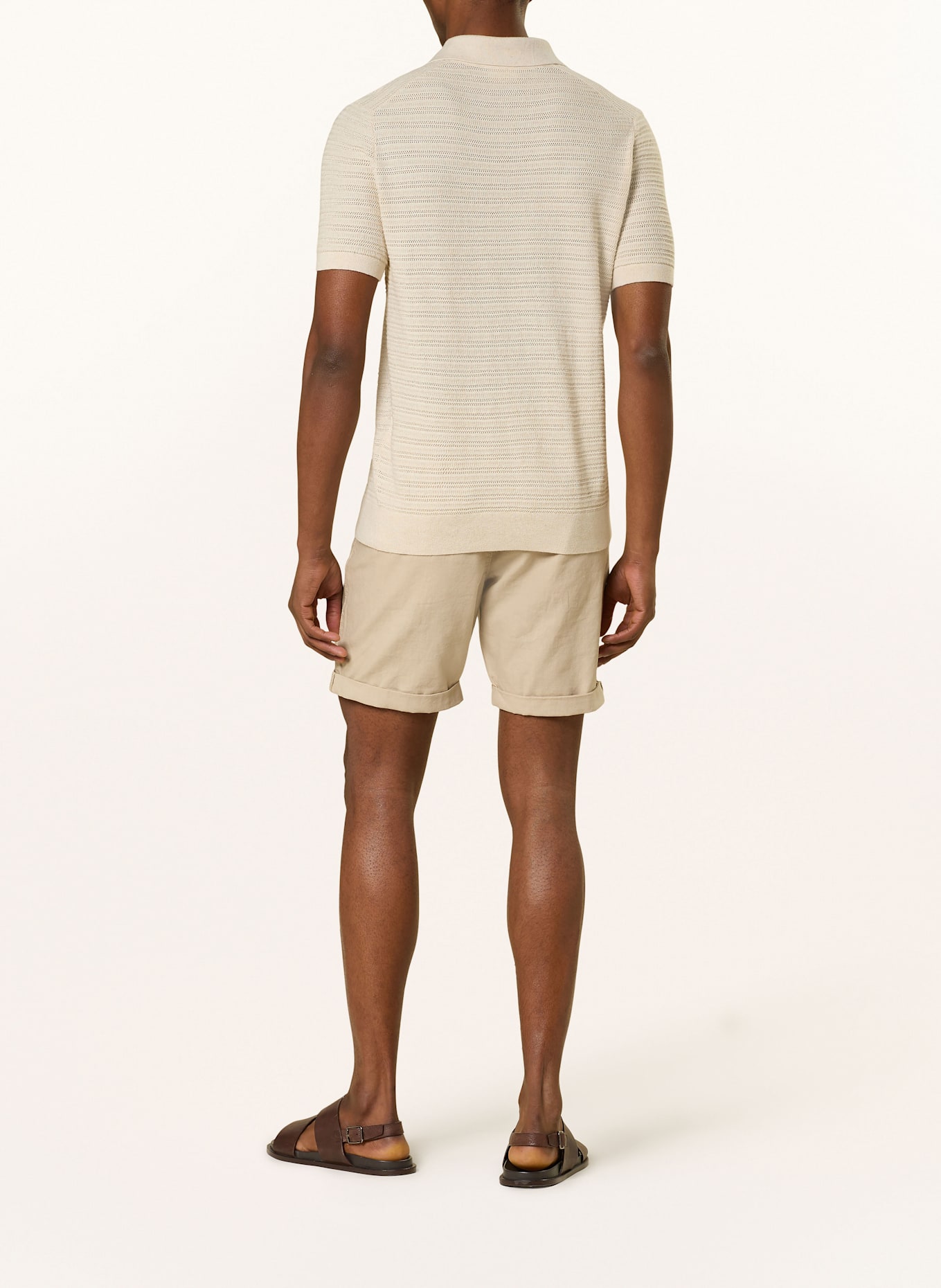 PROFUOMO Úpletová polokošile Regular Fit: KRÉMOVÁ