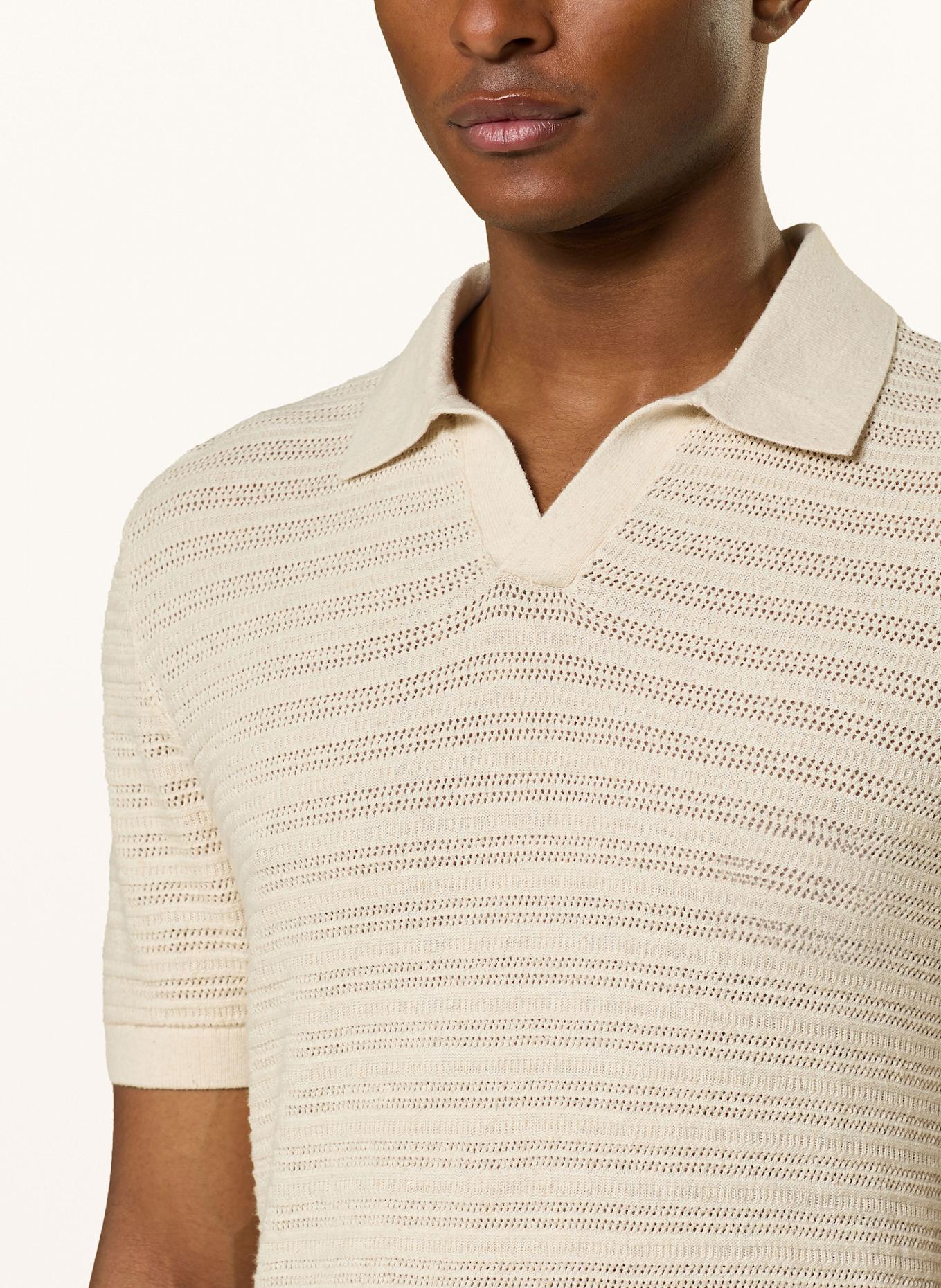 PROFUOMO Úpletová polokošile Regular Fit: KRÉMOVÁ