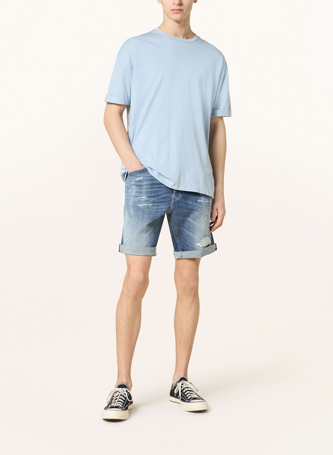 REPLAY Jeansshorts Tapered Fit: 009 MEDIUM BLUE