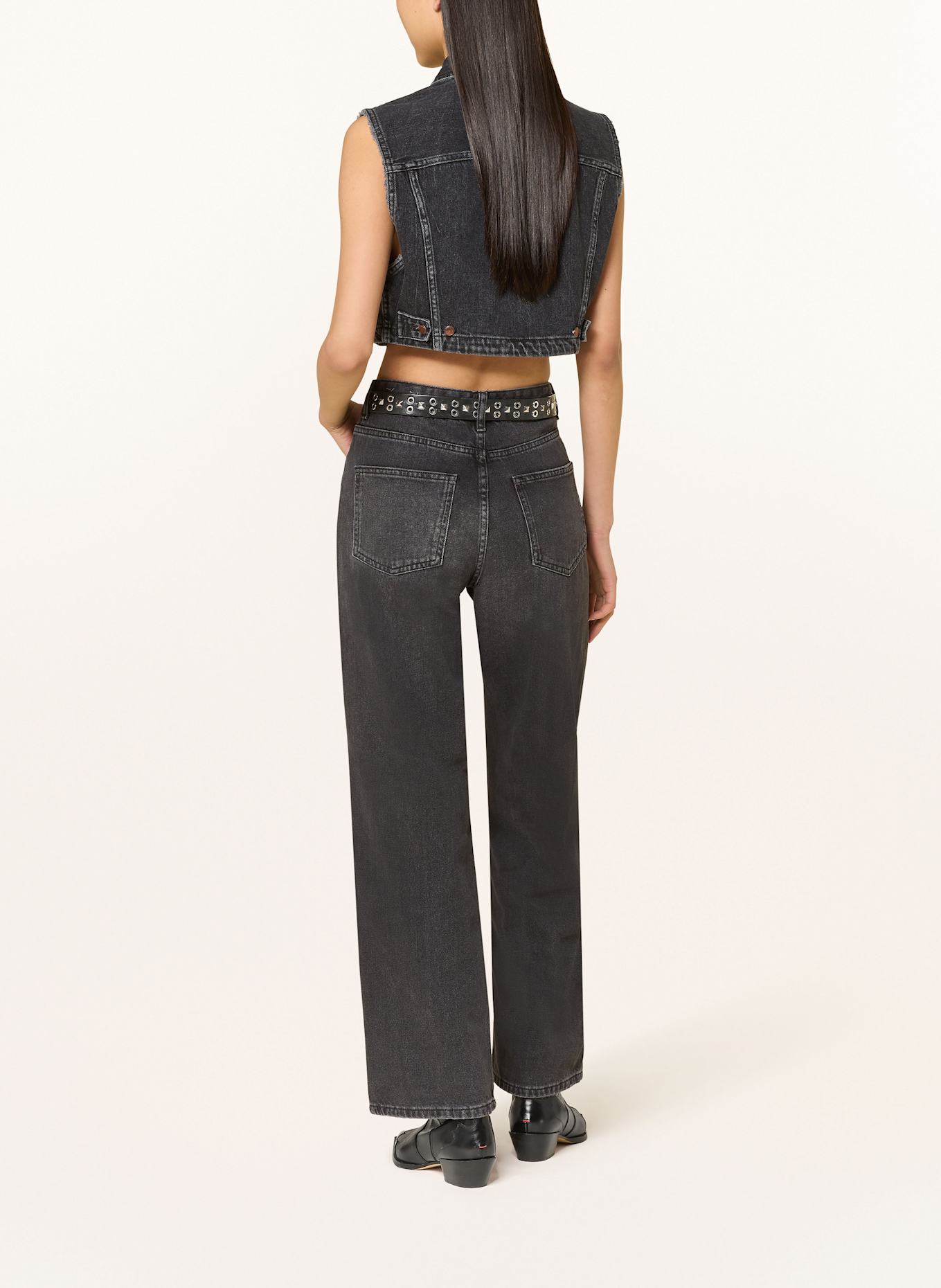 REPLAY Cropped-Weste in Jeansoptik, Farbe: SCHWARZ (Bild 3)
