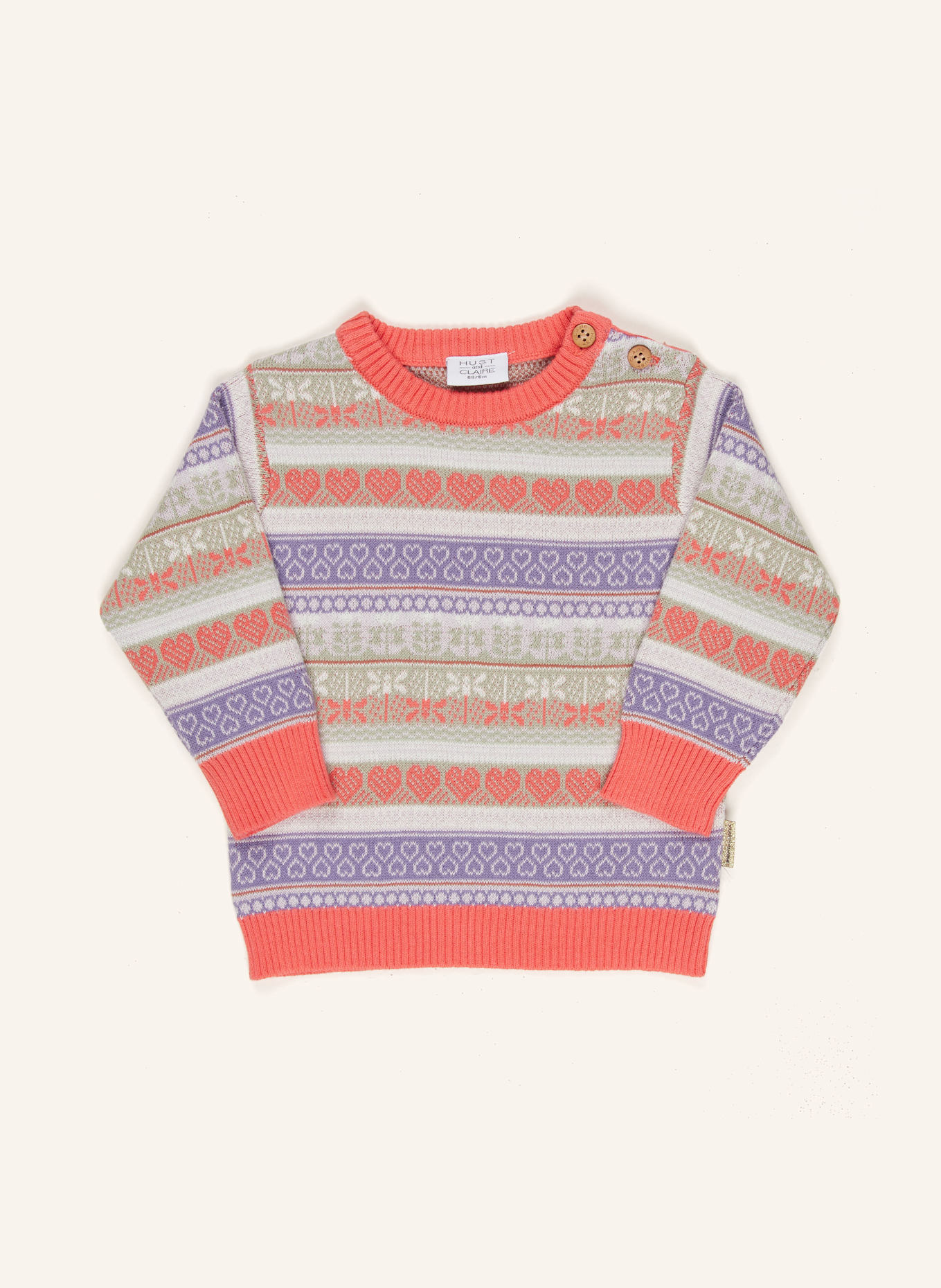 HUST and CLAIRE Strickpullover HCPUSLE: ROT / HELLLILA / HELLGRÜN