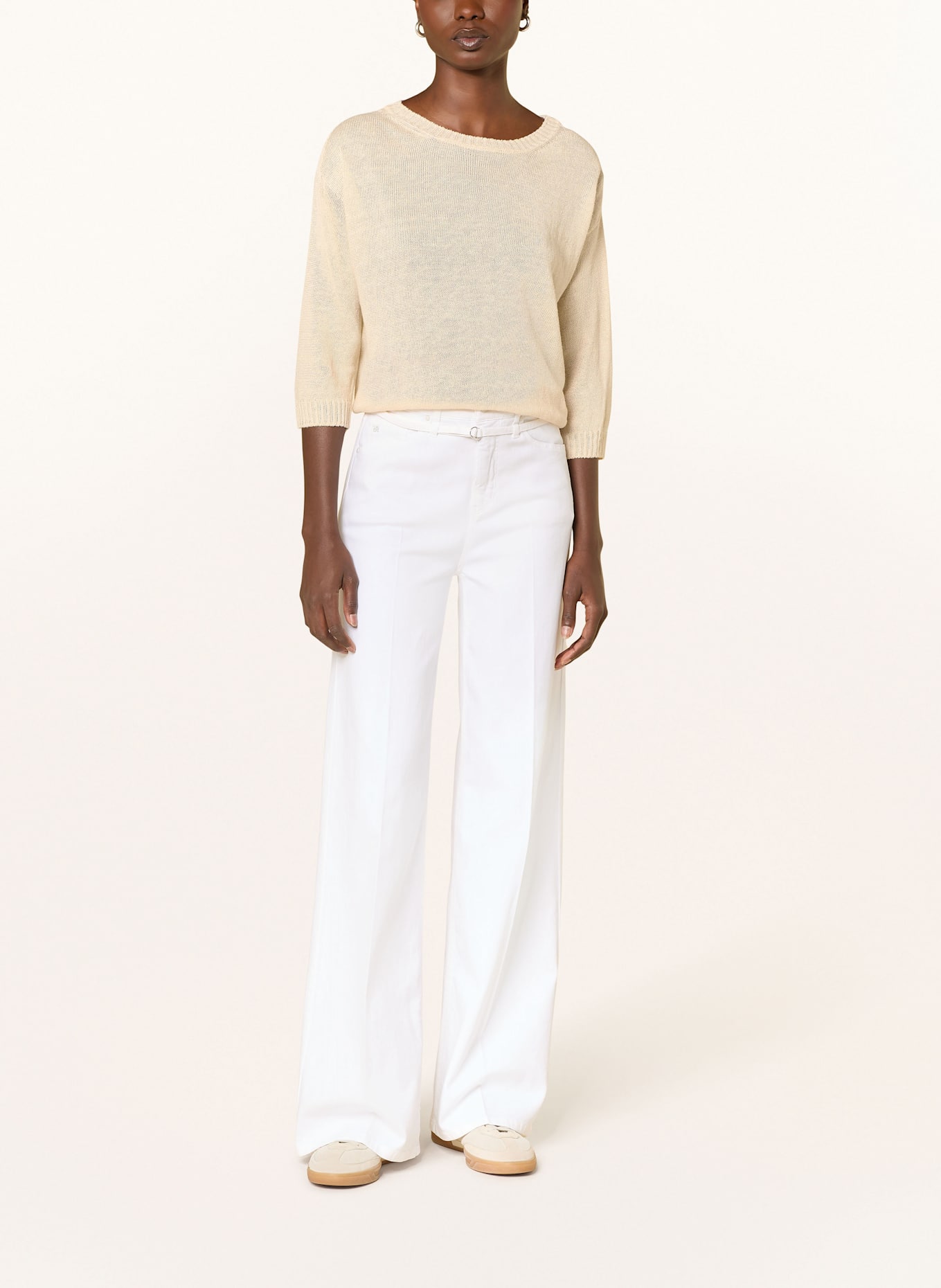 WEEKEND Max Mara Sweter z lnu SELZ z rękawami 3/4: ECRU