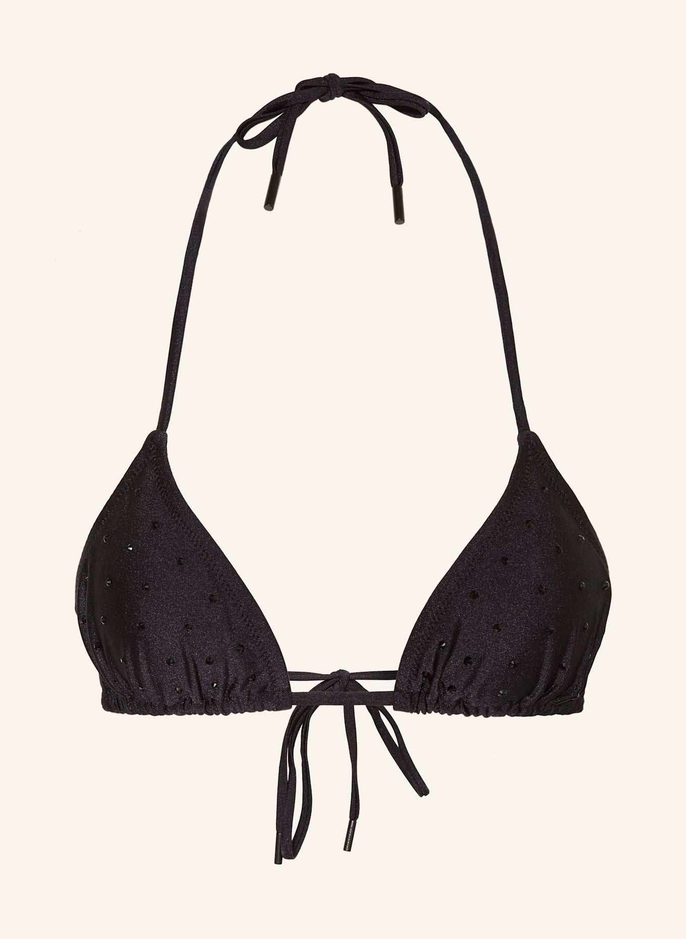 GOLDBERGH Triangle bikini top BRONZER with decorative gems: BLACK