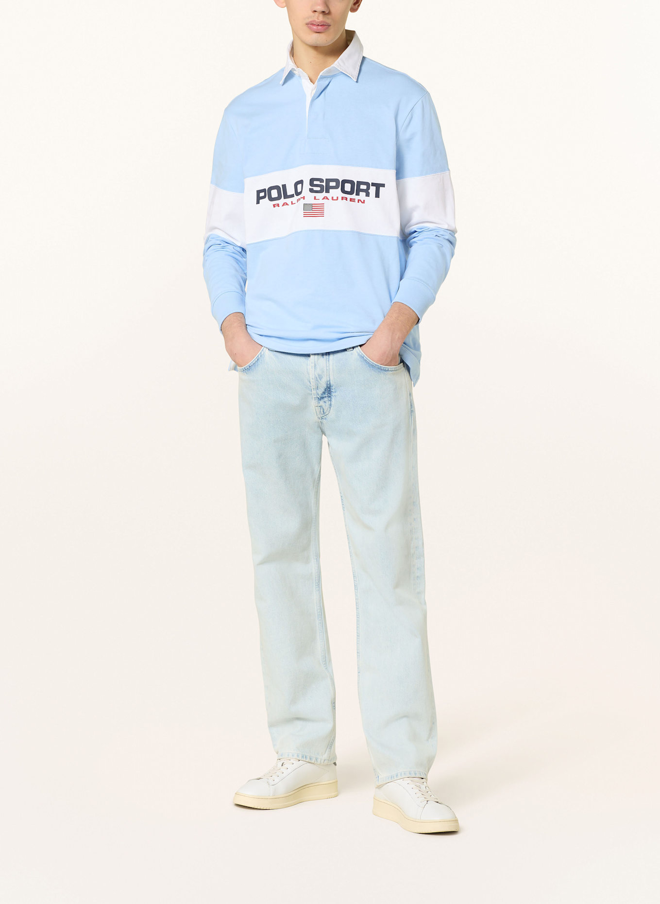 POLO SPORT Rugby shirt: LIGHT BLUE / WHITE