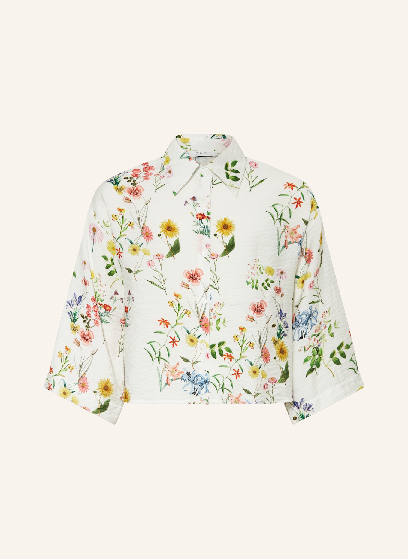 ELSY Cropped-Hemdbluse: CREME / GRÜN / GELB