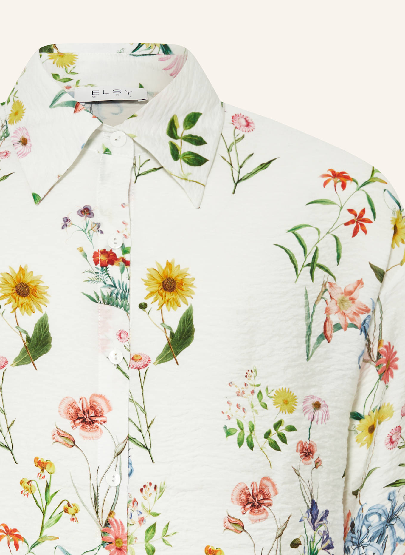 ELSY Cropped-Hemdbluse: CREME / GRÜN / GELB