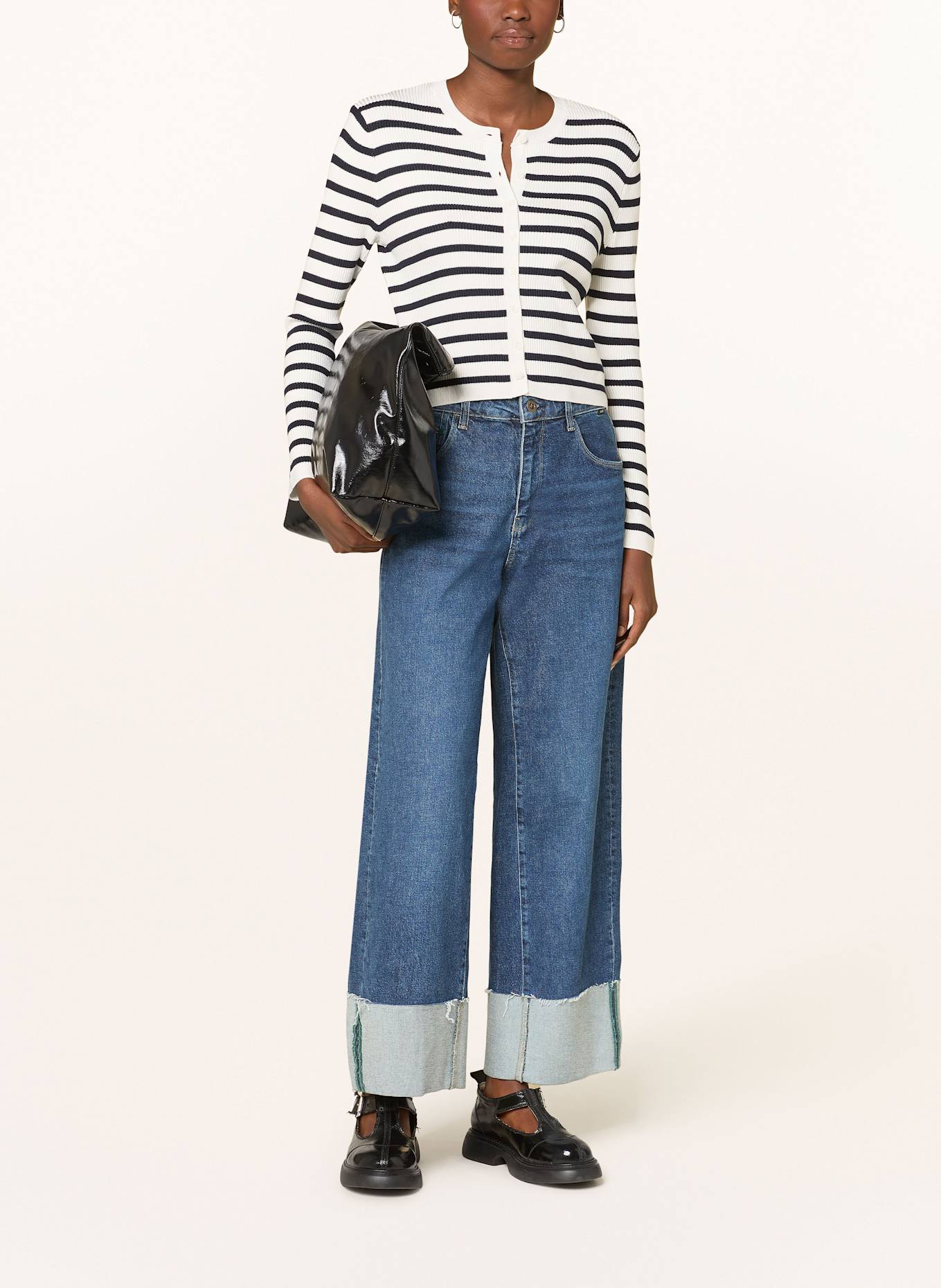 mavi Cardigan: DARK BLUE / WHITE