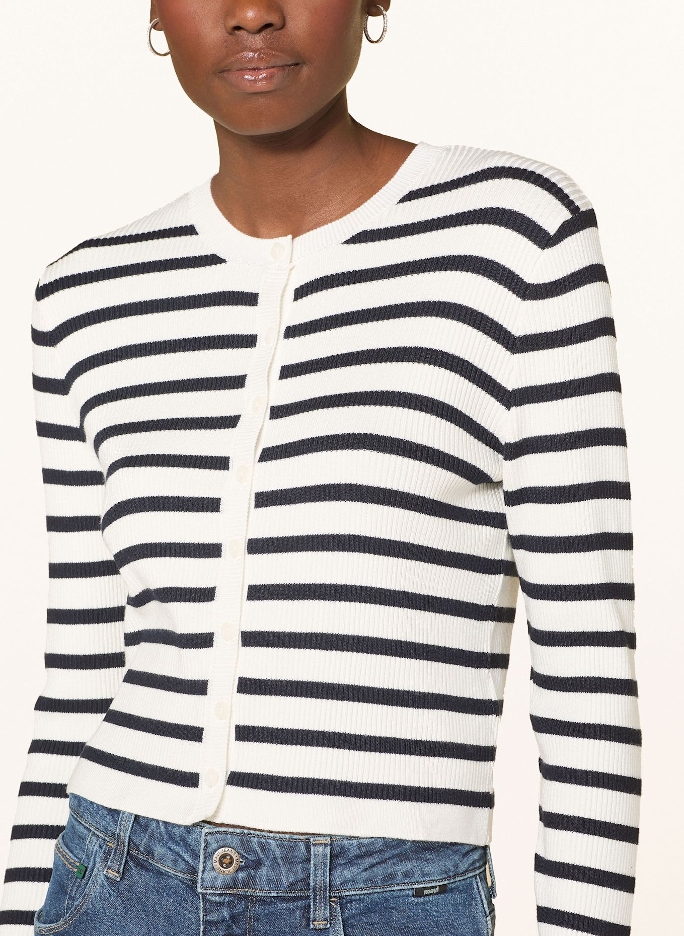 mavi Cardigan: DARK BLUE / WHITE