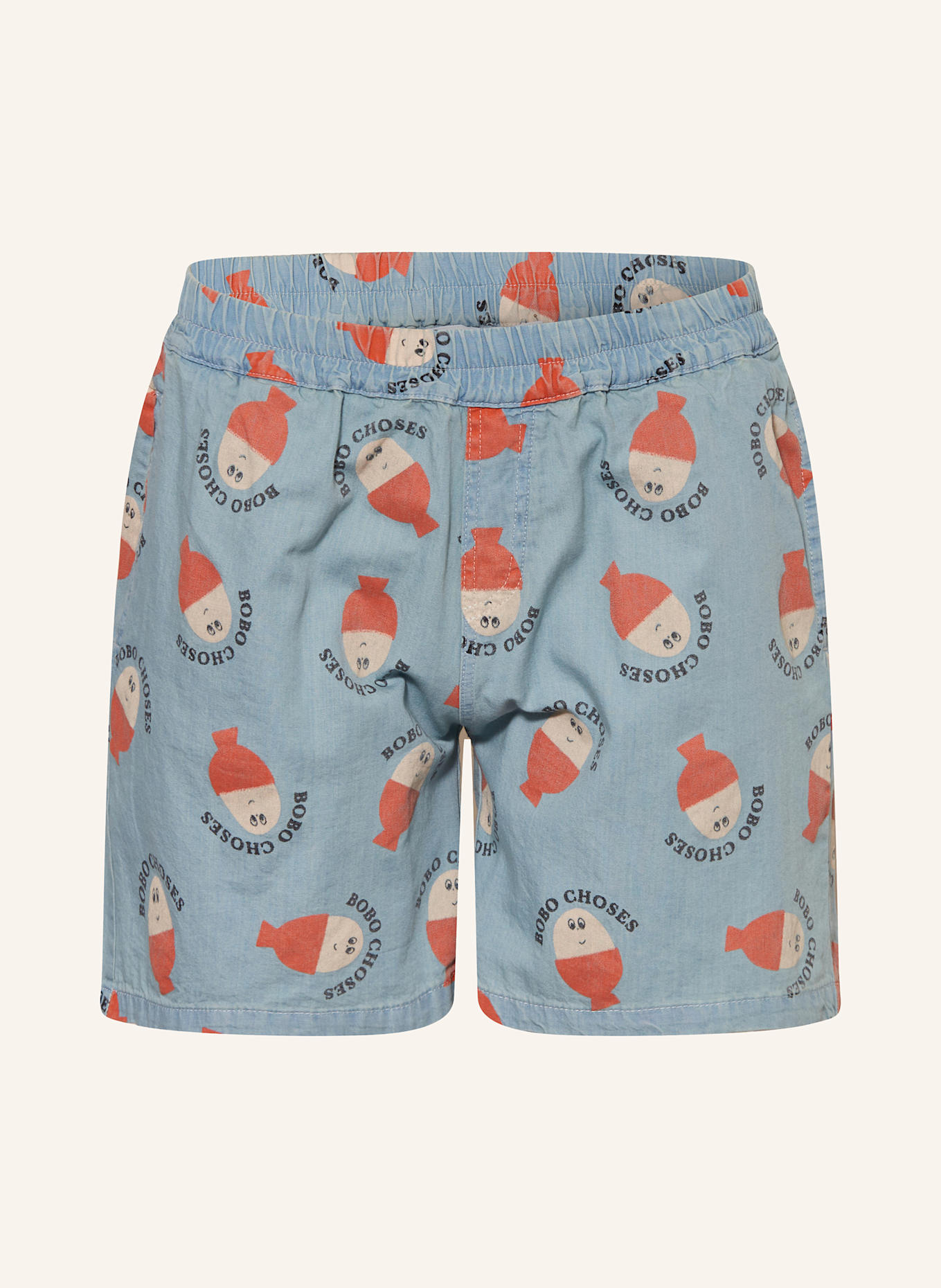 BOBO CHOSES Shorts: HELLBLAU / ORANGE / ECRU