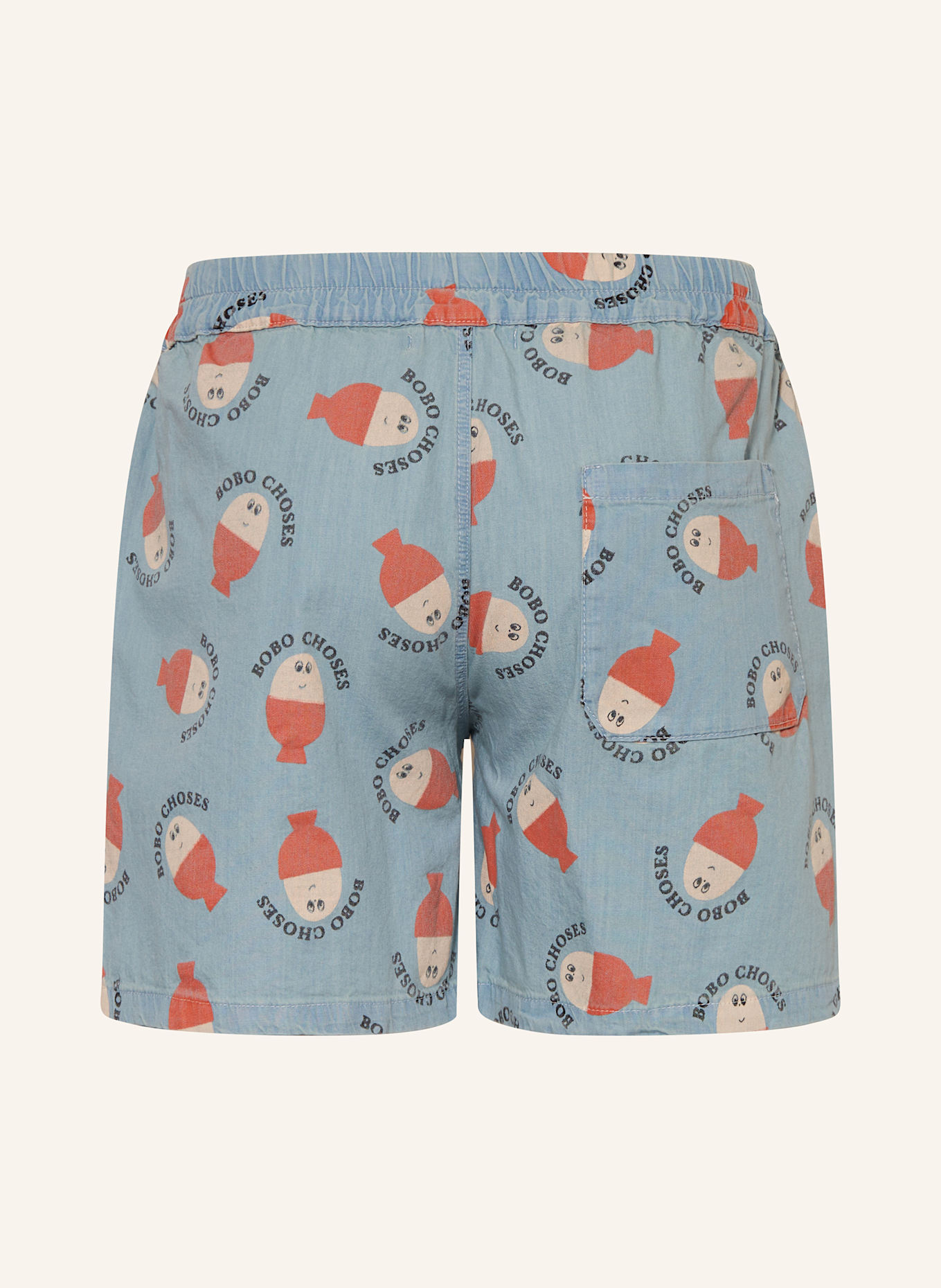 BOBO CHOSES Shorts: HELLBLAU / ORANGE / ECRU