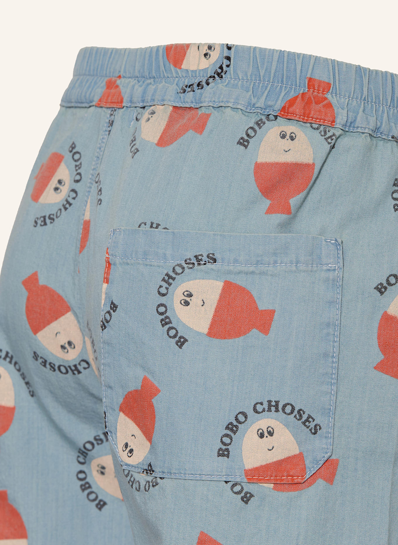 BOBO CHOSES Shorts: HELLBLAU / ORANGE / ECRU
