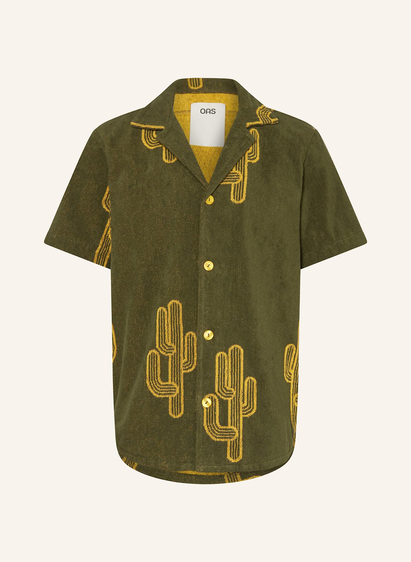 OAS Koszula z klapami MEZCAL z materiału frotte: CIEMNOZIELONY