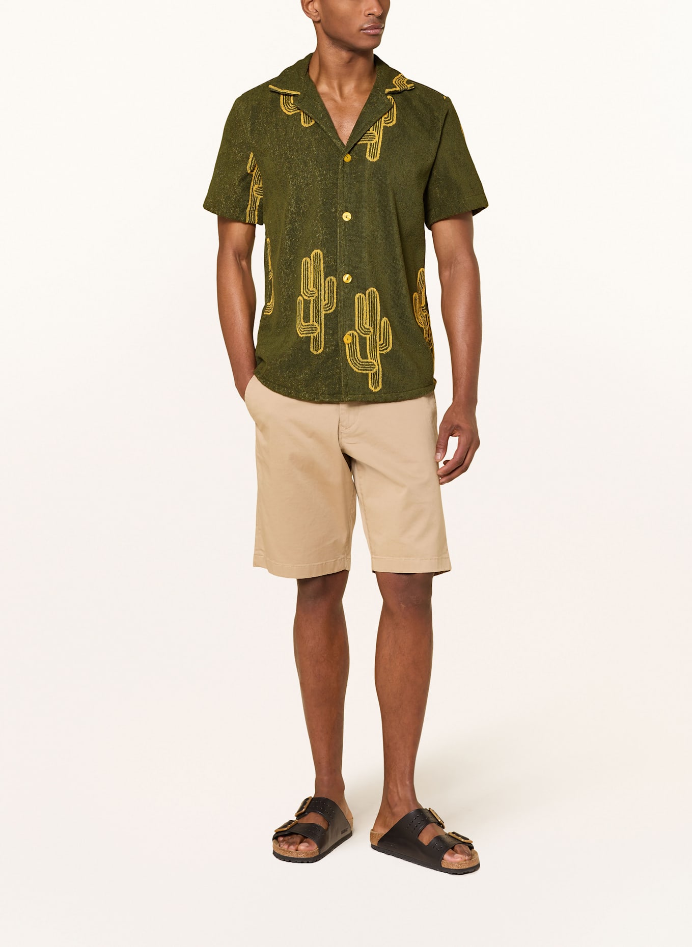 OAS Koszula z klapami MEZCAL z materiału frotte: CIEMNOZIELONY