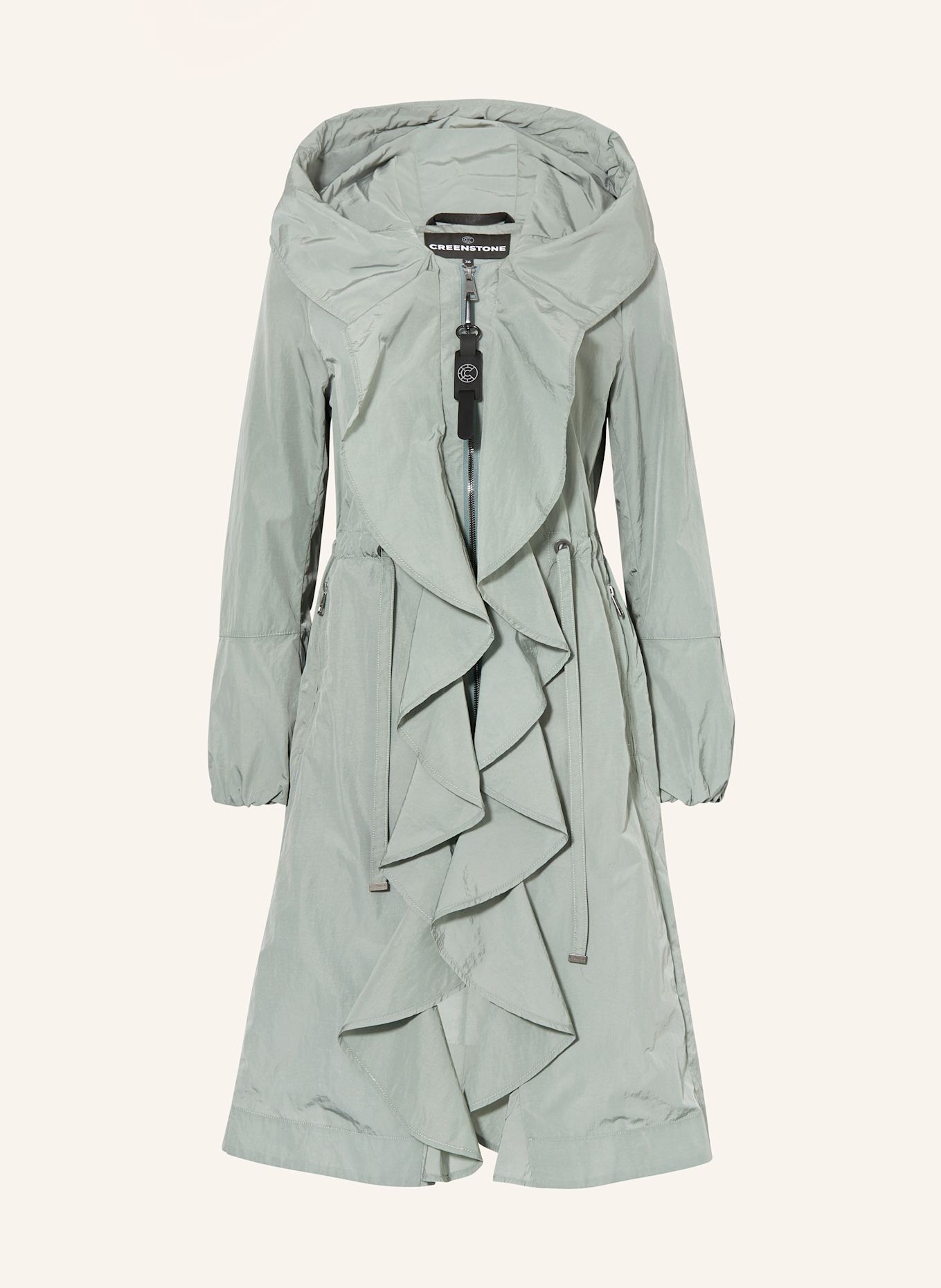 CREENSTONE Manteau JOANNA à volants: VERT