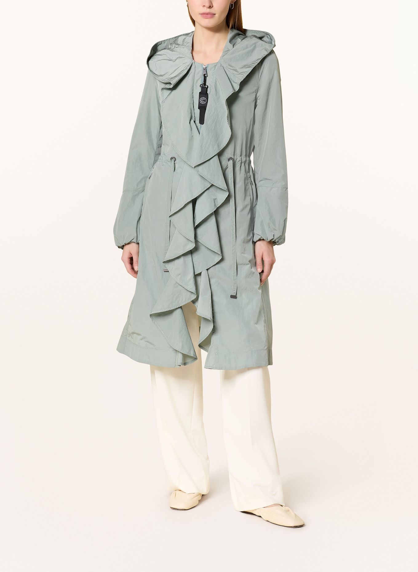 CREENSTONE Manteau JOANNA à volants: VERT