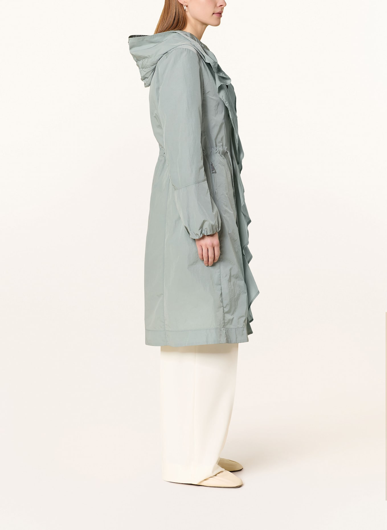 CREENSTONE Manteau JOANNA à volants: VERT