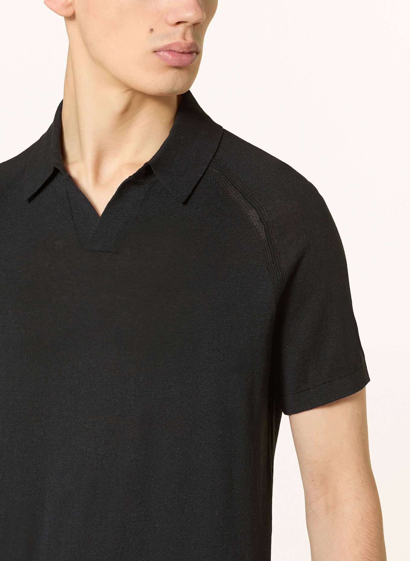 OLYMP SIGNATURE Strick-Poloshirt: SCHWARZ