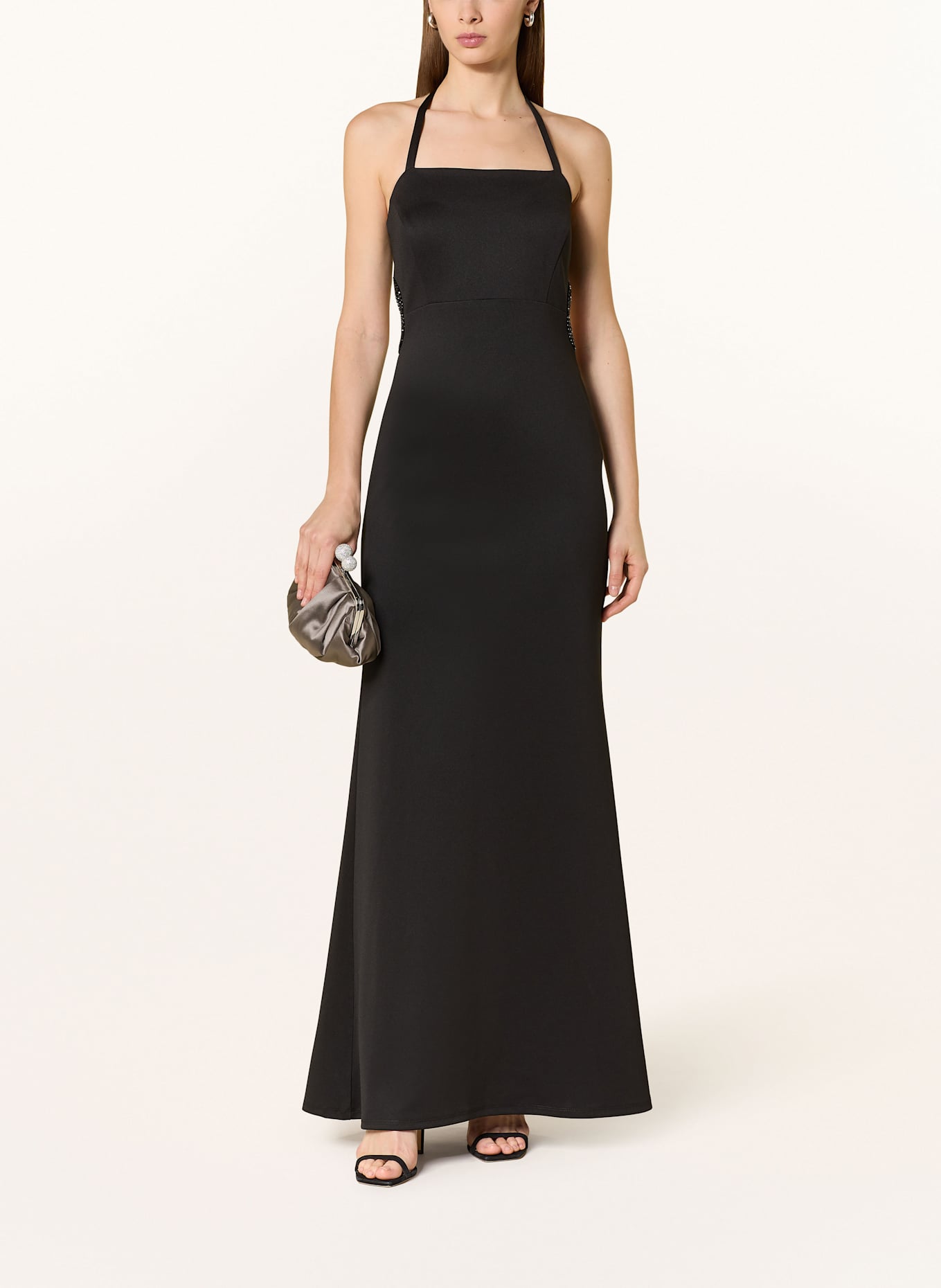 VM Vera Mont Abendkleid mit Cut-outs und Schmucksteinen: SCHWARZ