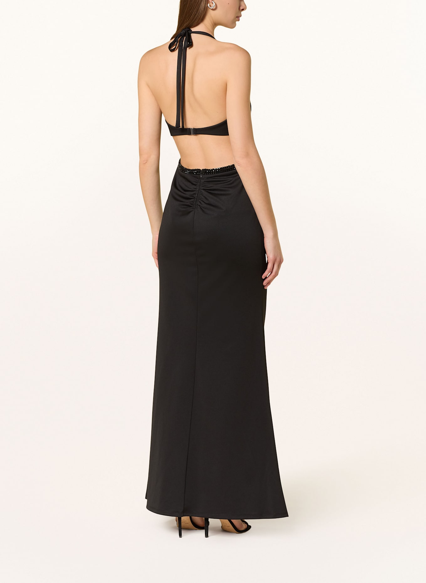 VM Vera Mont Abendkleid mit Cut-outs und Schmucksteinen: SCHWARZ