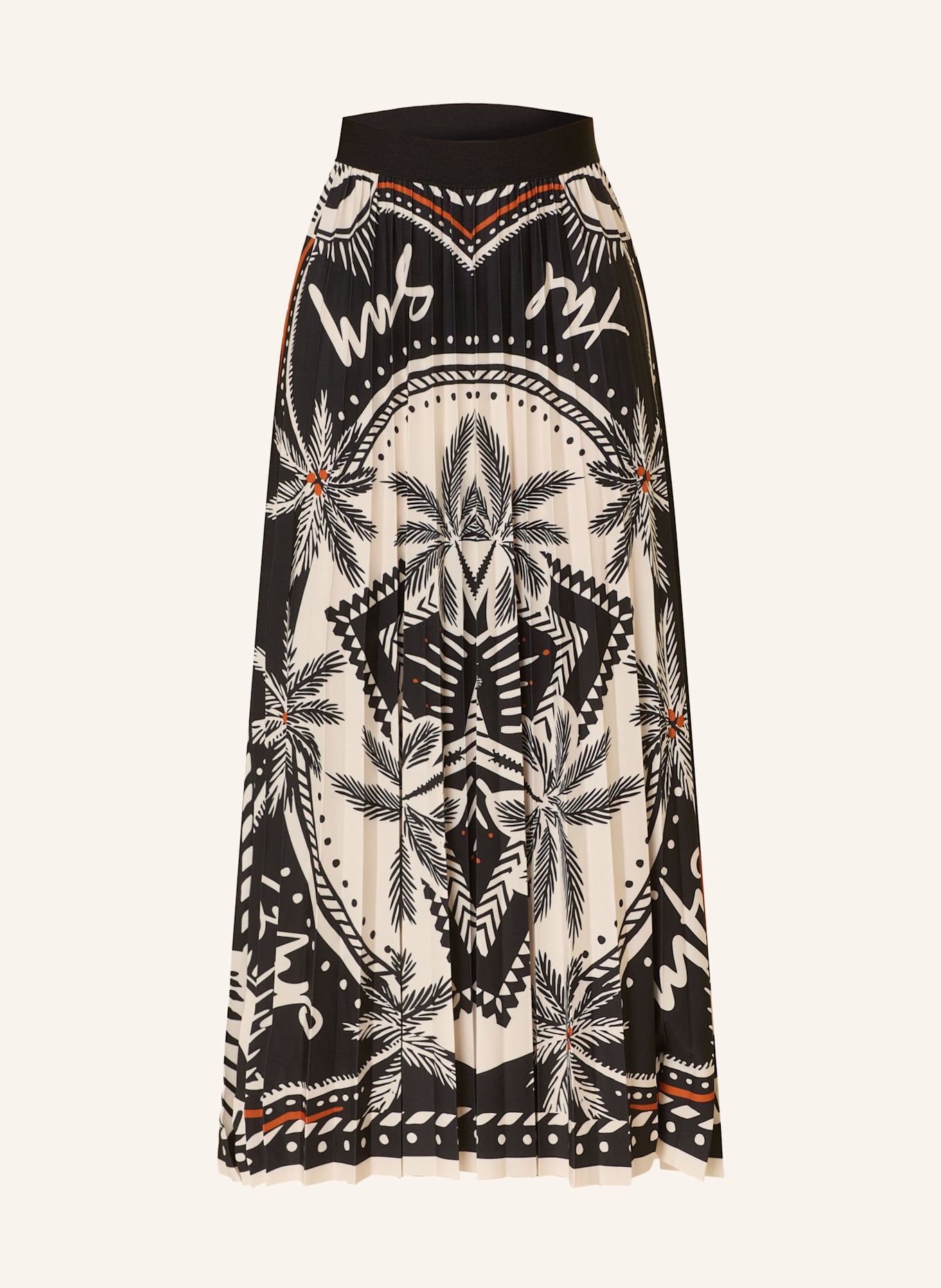 Miss Lagotte Pleated skirt: BLACK / ECRU / DARK ORANGE