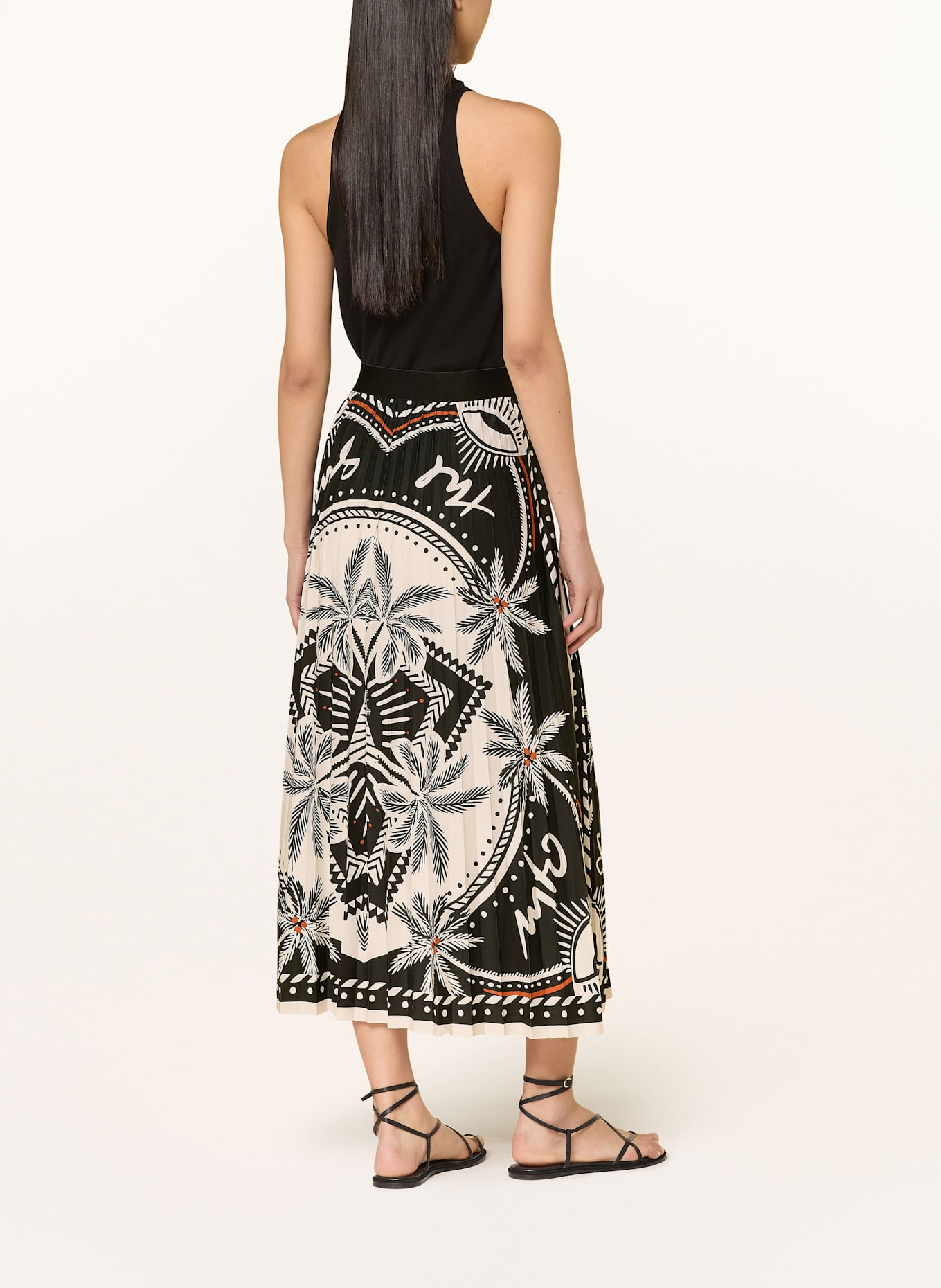 Miss Lagotte Pleated skirt: BLACK / ECRU / DARK ORANGE