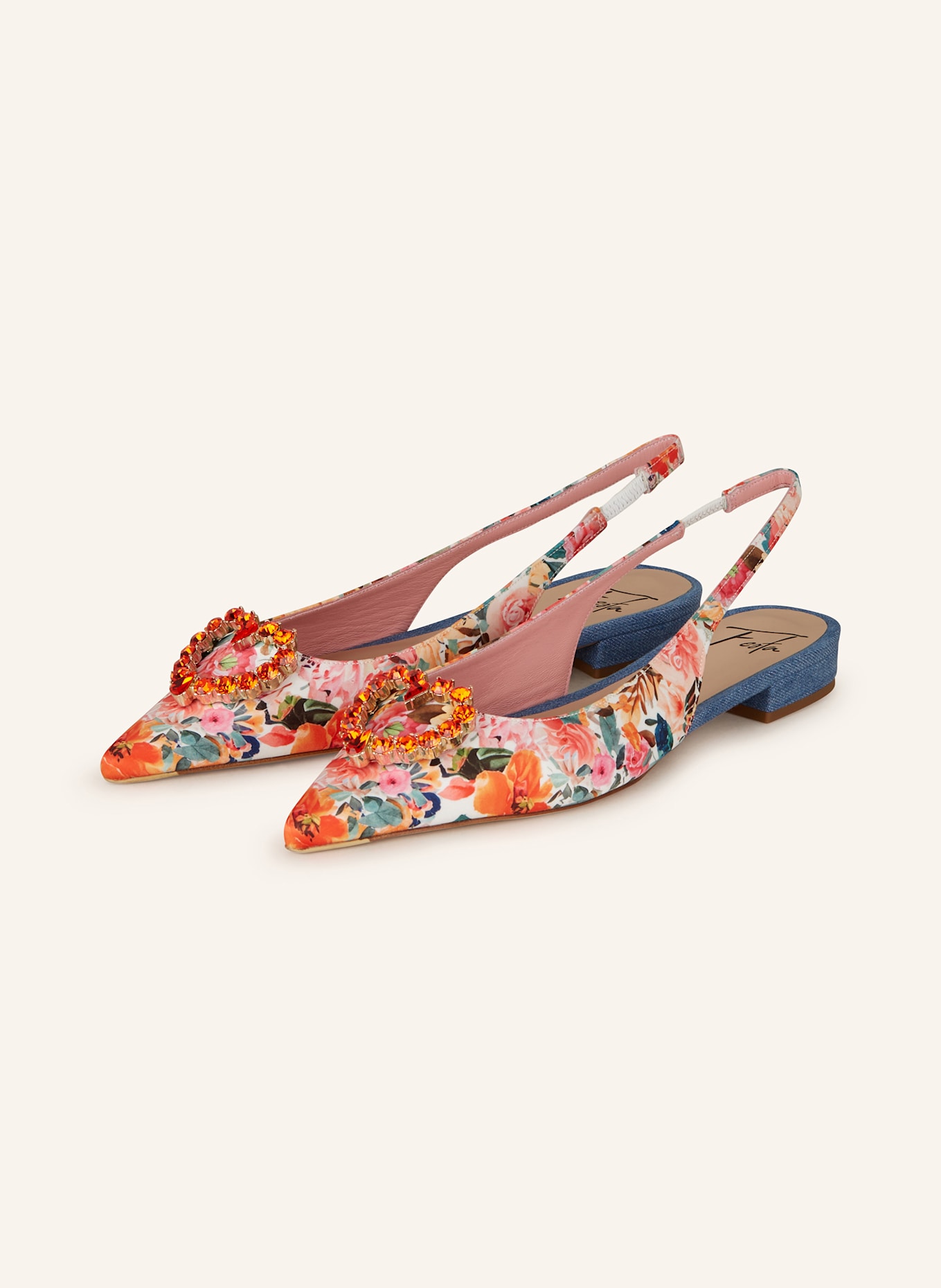 FESTA Sling baleríny LOVE s ozdobnými kamínky: ČERVENÁ / ZELENÁ