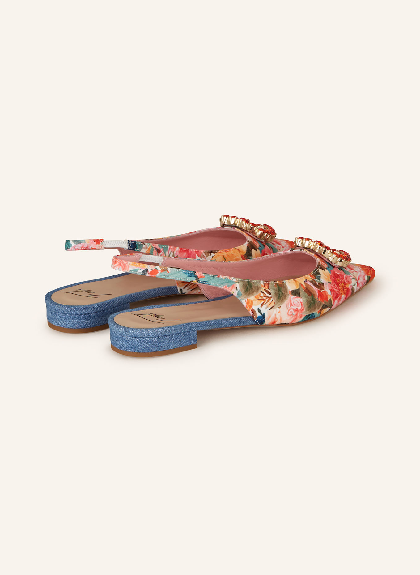 FESTA Sling baleríny LOVE s ozdobnými kamínky: ČERVENÁ / ZELENÁ