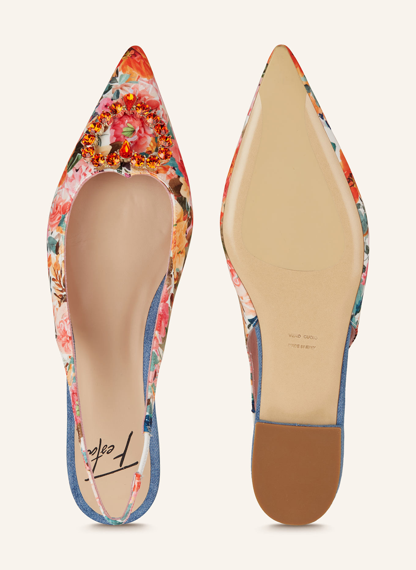 FESTA Sling baleríny LOVE s ozdobnými kamínky: ČERVENÁ / ZELENÁ